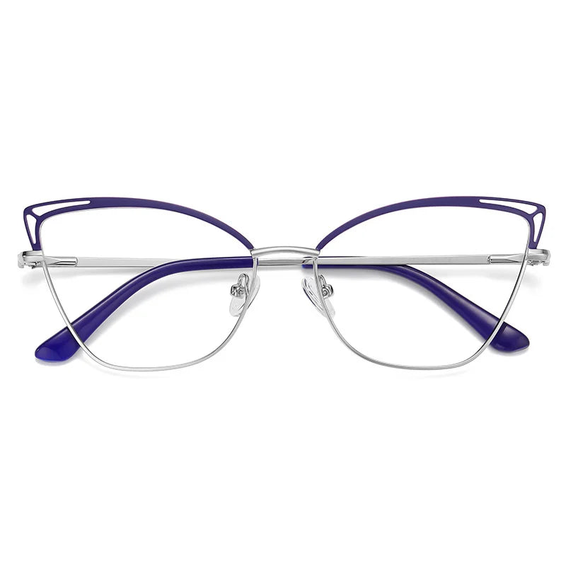 Brightzone Women's Full Rim Square Cat Eye Eyeglasses Frame 76038 - Lightweight Alloy Glasses for Work, Reading & Fashion