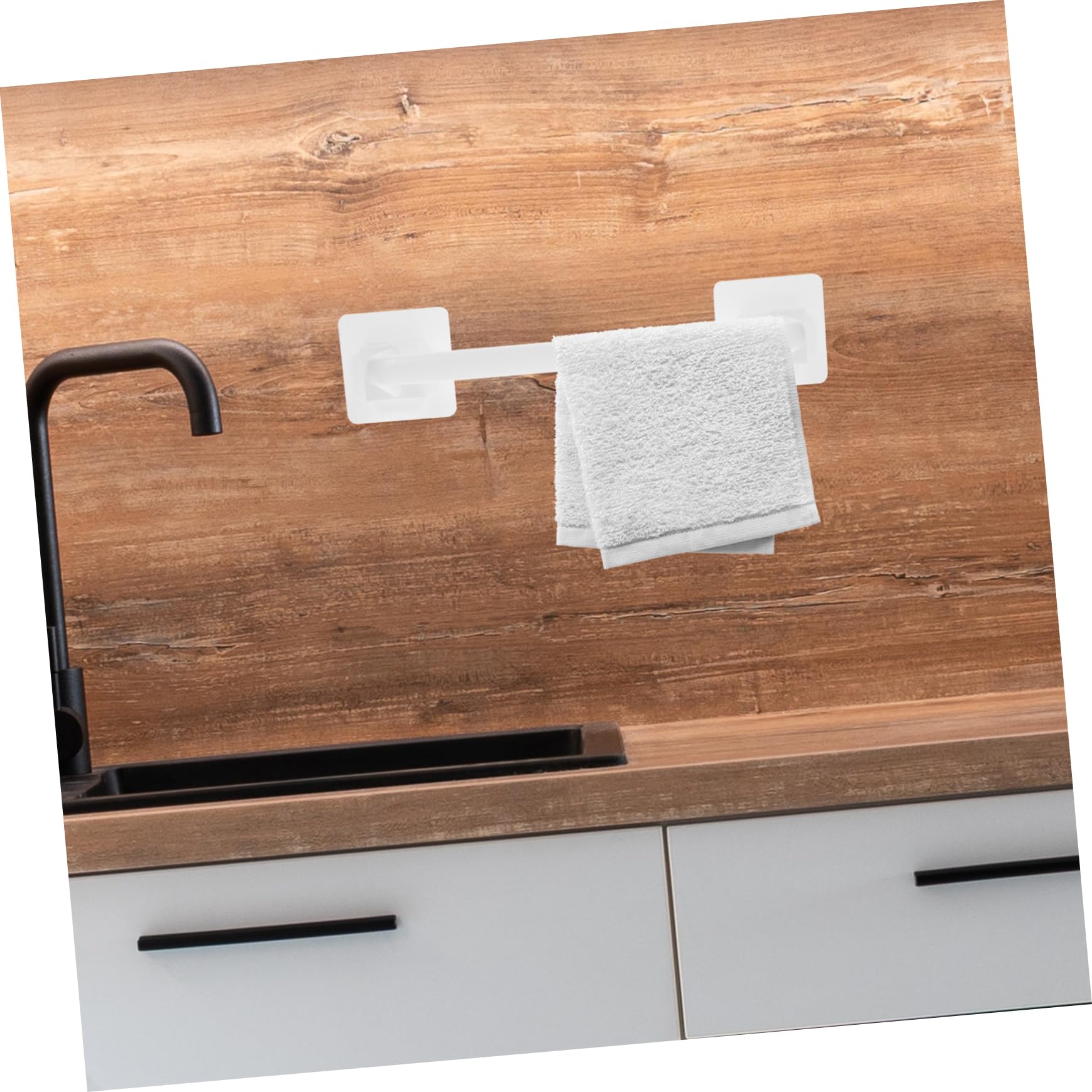 FELTECHELECTR Wall Mounted Bathroom Towel Rack with Shelf - Black Adhesive Towel Bar & Swing Arm for Hand Towels, Dish Rags & Clothes - Space Saving Storage for Small Bathrooms, Kitchens & Laundry Rooms