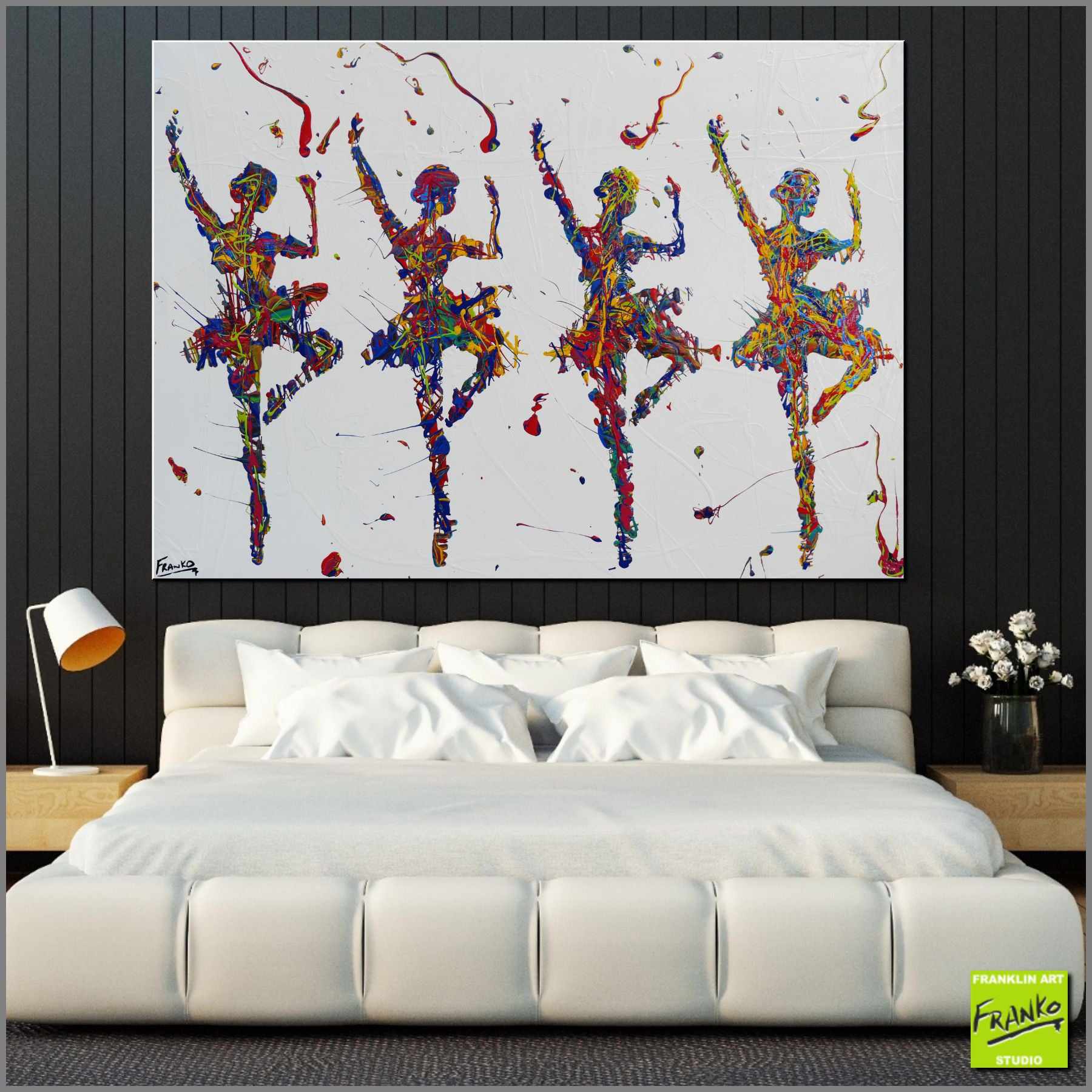 140cm x 100cm Ballerina Pop Art Canvas Painting - Modern Dance Wall Decor for Living Room, Bedroom & Office - Unique Ballet Artwork Gift for Dancers