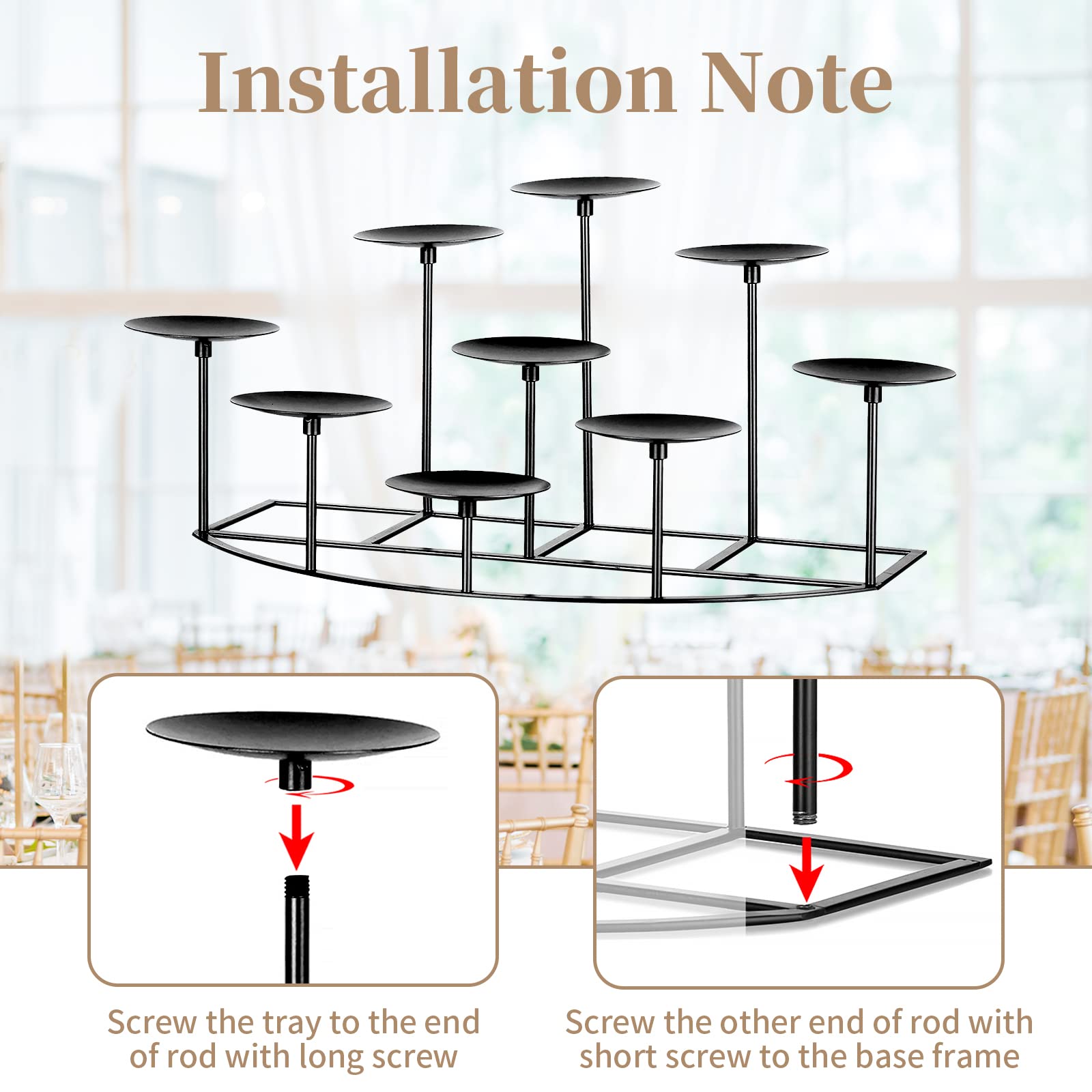 Matte Black Metal Candelabra Candle Holder with 9 Stands - Elegant Fireplace & Table Centerpiece for Christmas, Halloween, Weddings & Home Decor - Perfect for Mantel, Floor, and Dining Table Displays
