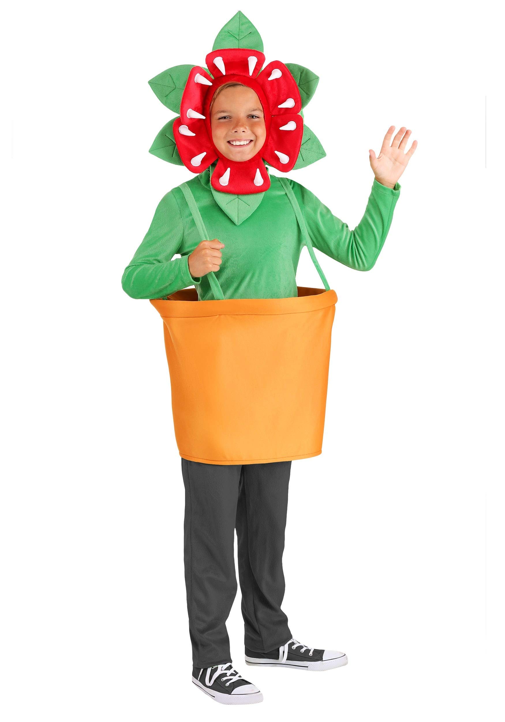 Hungry Venus Fly Trap Costume for Kids - Soft Velour Shirt with Hood & 3D Teeth - Halloween Plant Costume - Perfect for Dress-Up, Cosplay, and Botanical-Themed Parties