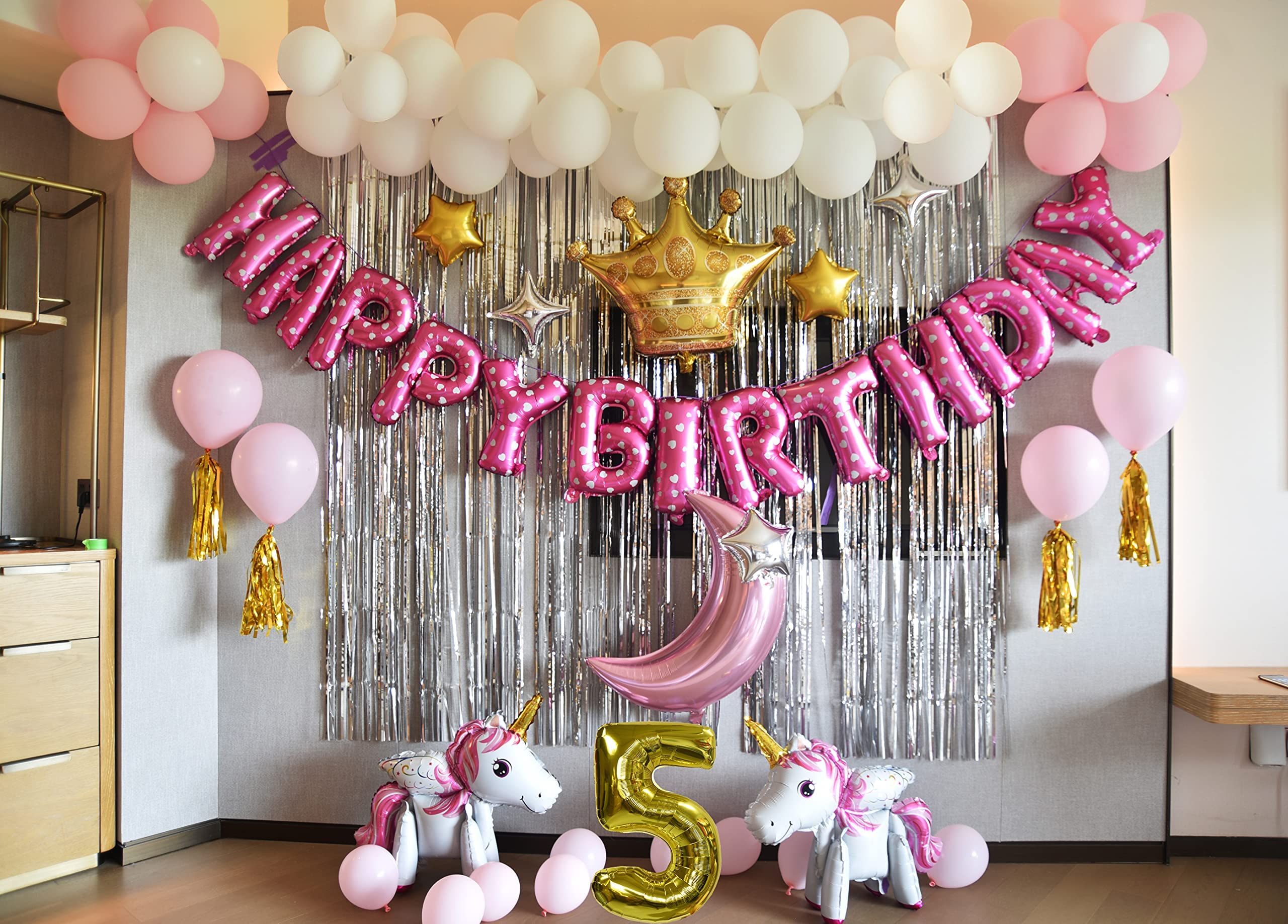 SIMON&ISAAC Pink Unicorn Themed 5th Birthday Party Decorations for Girls - Princess Party Supplies for 5 Year Old's Birthday Celebration | Perfect for Unicorn-Themed Birthday Parties, Baby Showers & Princess Decorations