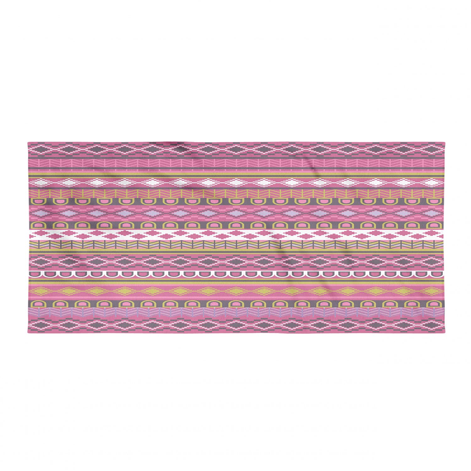 Ambesonne Pink Camping Towel - Vintage Native Folk Art Design with Traditional Motifs & Borders | Quick Dry Lightweight Microfiber for Backpacking, Hiking & Travel | Compact & Portable for Outdoor Adventures