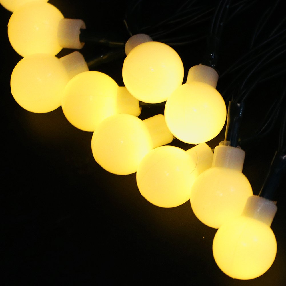 XUNATA 31ft 50 LED Solar Powered Waterproof Outdoor String Lights - Warm White Fairy Globe Lights for Garden, Yard, Home, Landscape & Christmas Decorations | Perfect for Patio, Backyard, Wedding & Holiday Lighting
