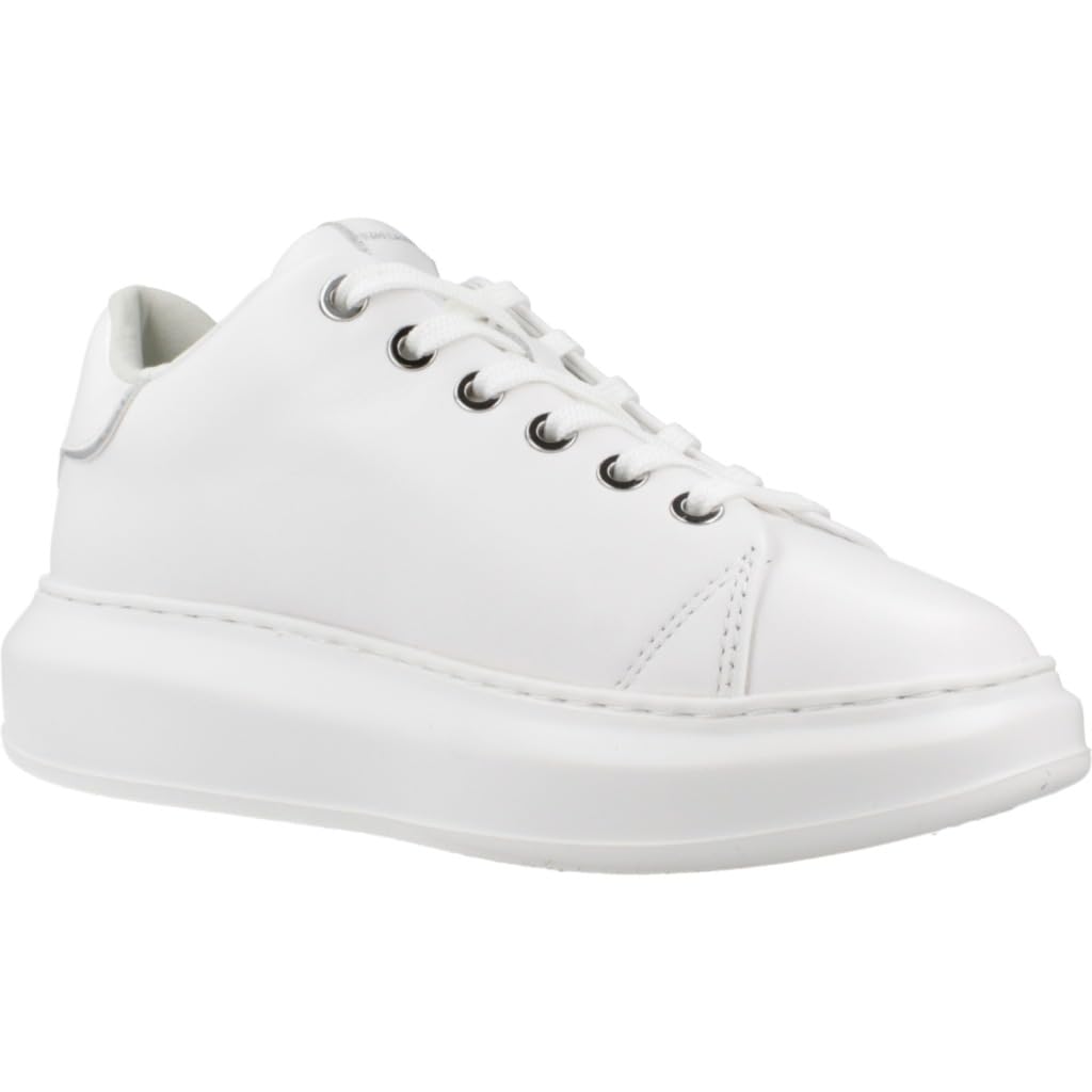 KARL LAGERFELD Women's Kapri Maison High-Top Sneakers in White & Silver - Fashionable Comfort for Casual Wear, Street Style & Everyday Outfits