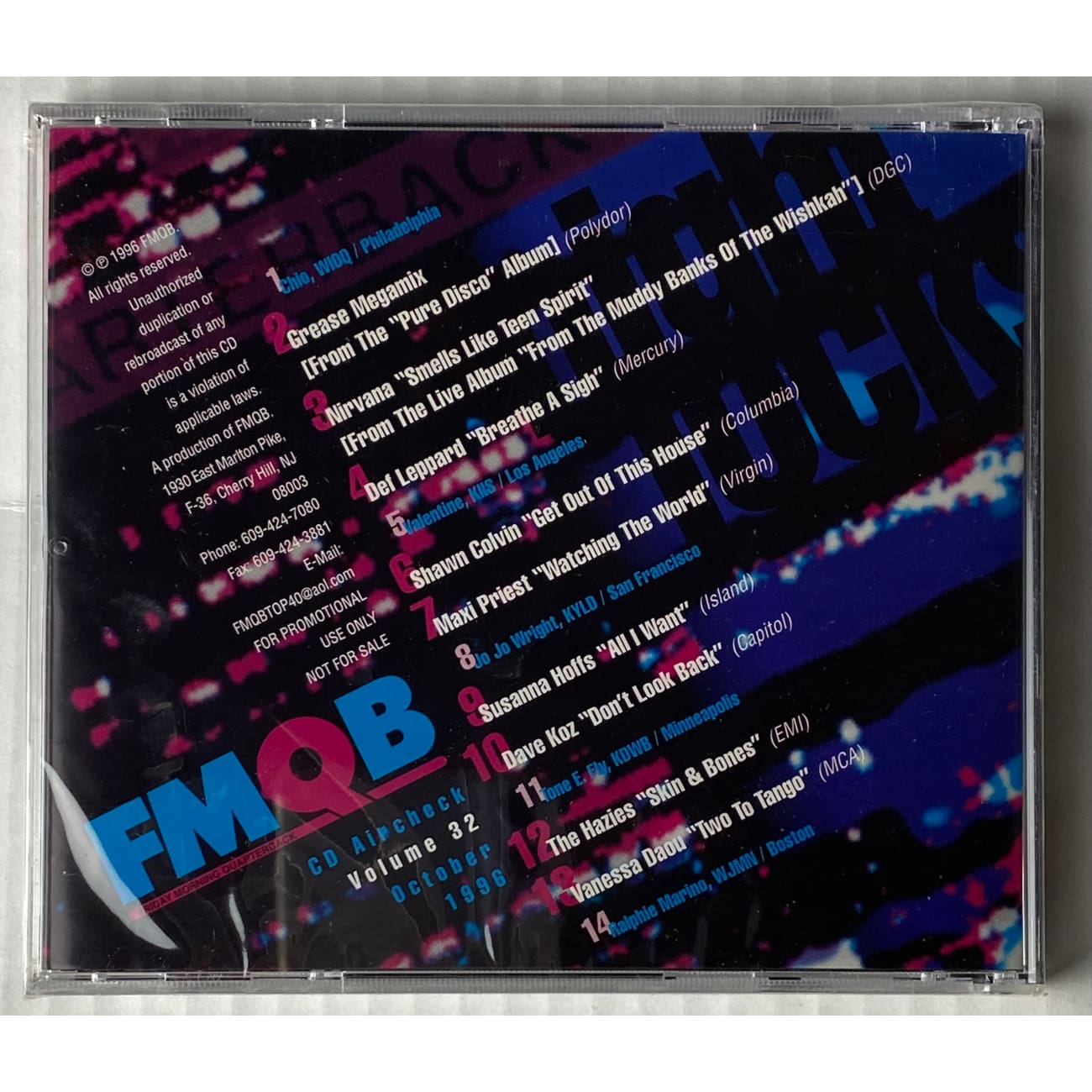 FMQB Aircheck Night Jocks 1996 Promo CD - Vintage Sealed Radio Collectors Item - Perfect for DJs, Music Enthusiasts & Nostalgia Lovers