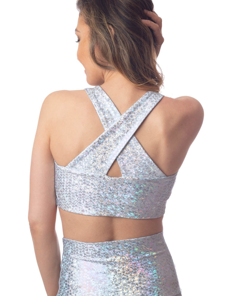 Crystal Mermaid Crop Top - Sparkling Sequin Bikini Top for Women | Perfect for Beach Parties, Poolside Lounging & Summer Vacations
