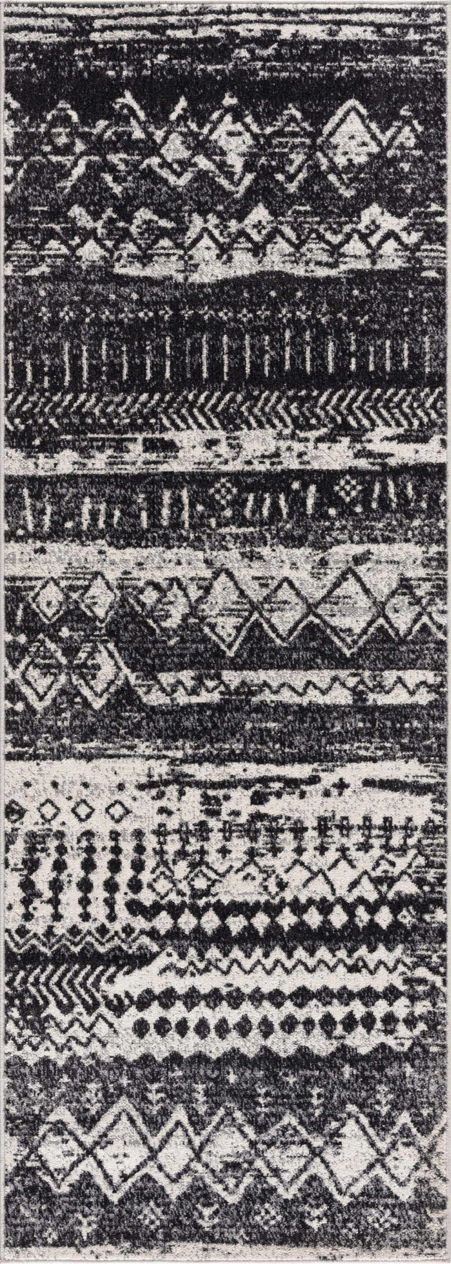 Hauteloom Palali Washable Area Rug for Living Room & Bedroom - Black & Gray - 9'3
