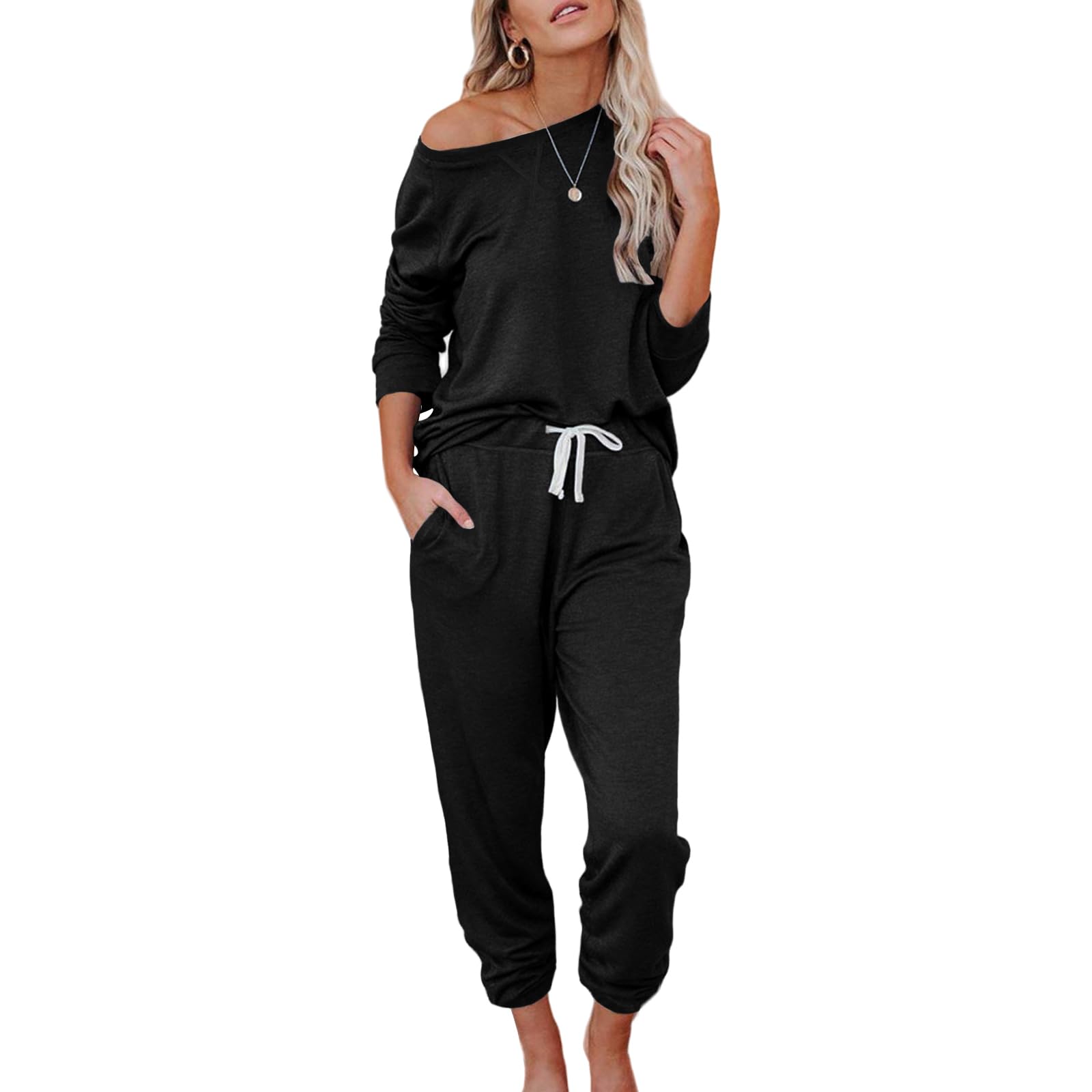 Women's 2 Piece Lounge Set - Soft Long Sleeve Tops & Comfortable Jogger Sweatpants | Cozy Loungewear & Sleepwear for Relaxing at Home, Yoga, and Casual Outings