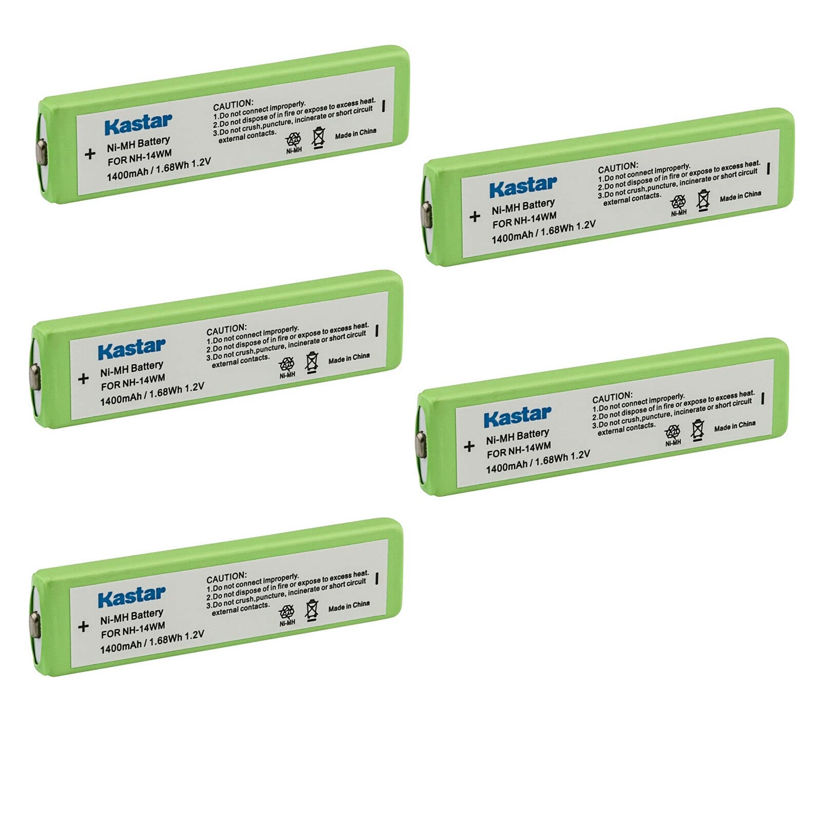 Kastar 5-Pack 1.2V Ni-MH Rechargeable Gumstick Batteries for Sharp AD-N55BT ADN55BT MD-MT190 MD-MT190H - Replacement Battery for Portable Mini-Disc Recorder, CD/MD/MP3 Players - Perfect for Travel, Music Recording & On-the-Go Use