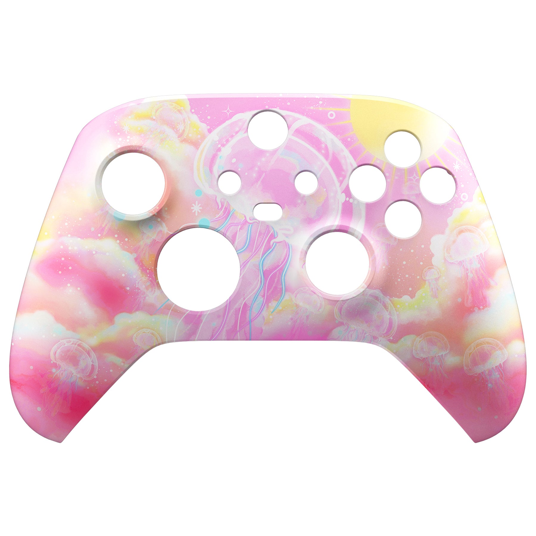 eXtremeRate Soft Touch Pink Jellyfish Faceplate & Grip Housing Shell Case for Xbox Series X/S Controller - Replacement Accessory (Controller Not Included) FX3R025 - Perfect for Gaming, Customization & Enhanced Comfort