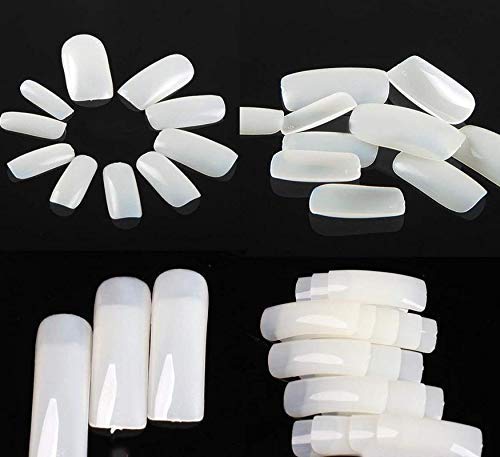 Shidara 100pcs Clear White Acrylic Fake Nails for Nail Art - Full Cover Artificial Nails for Manicure, Salon & Party Wear