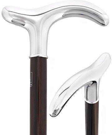 Premium Silver Plated Fritz Handle with Macassar Carbon Fiber Shaft - Luxury Walking Cane for Men & Women - Perfect for Fashion, Support & Outdoor Activities