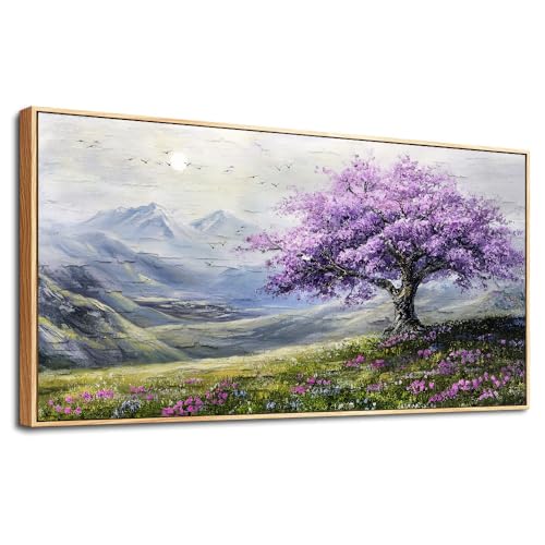 Purple Tree Wood Framed