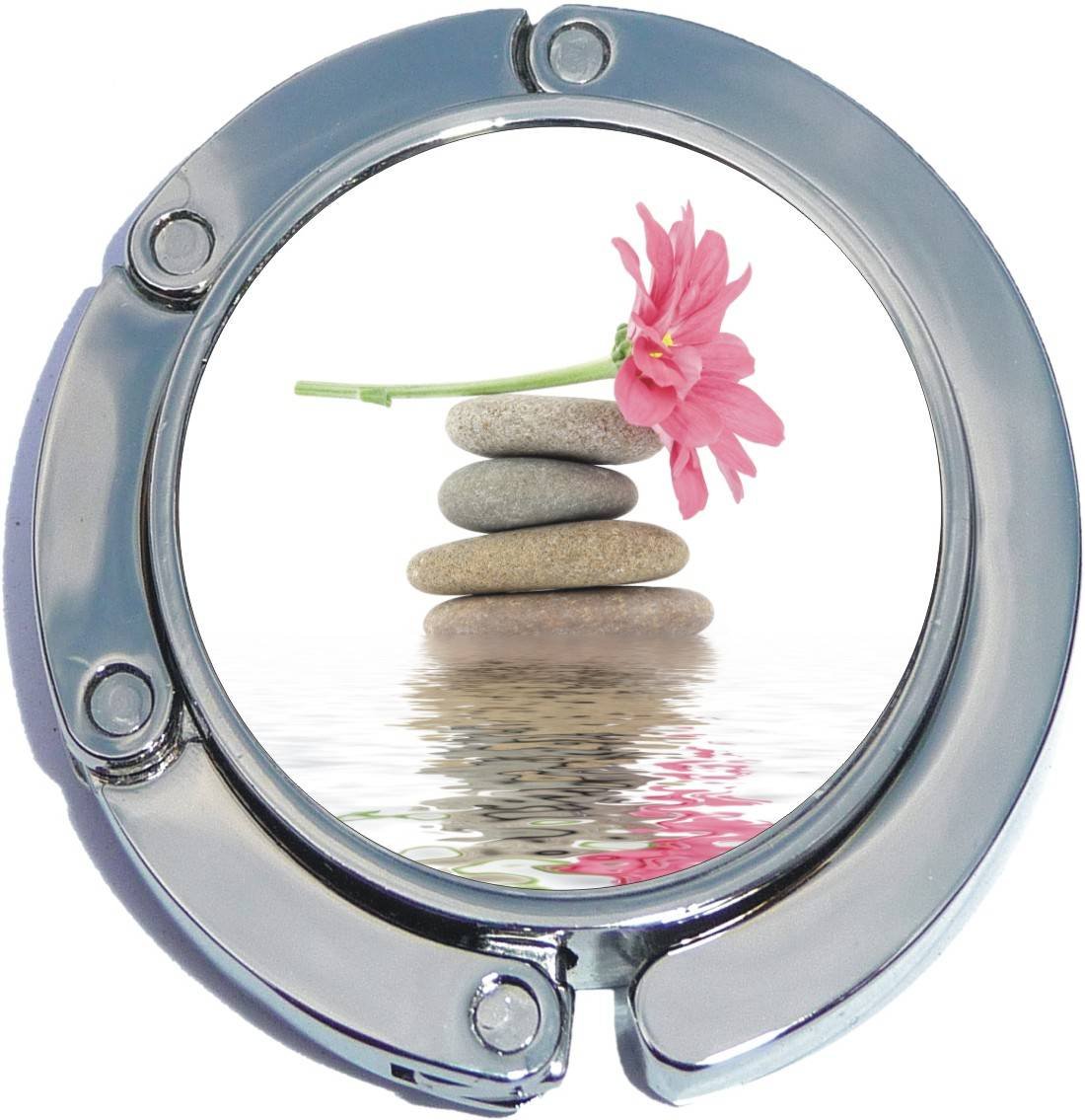 NewCharms Zen Rocks Flower Water Foldable Purse Hanger - Compact Handbag Hook for Restaurants, Travel & Home Organization