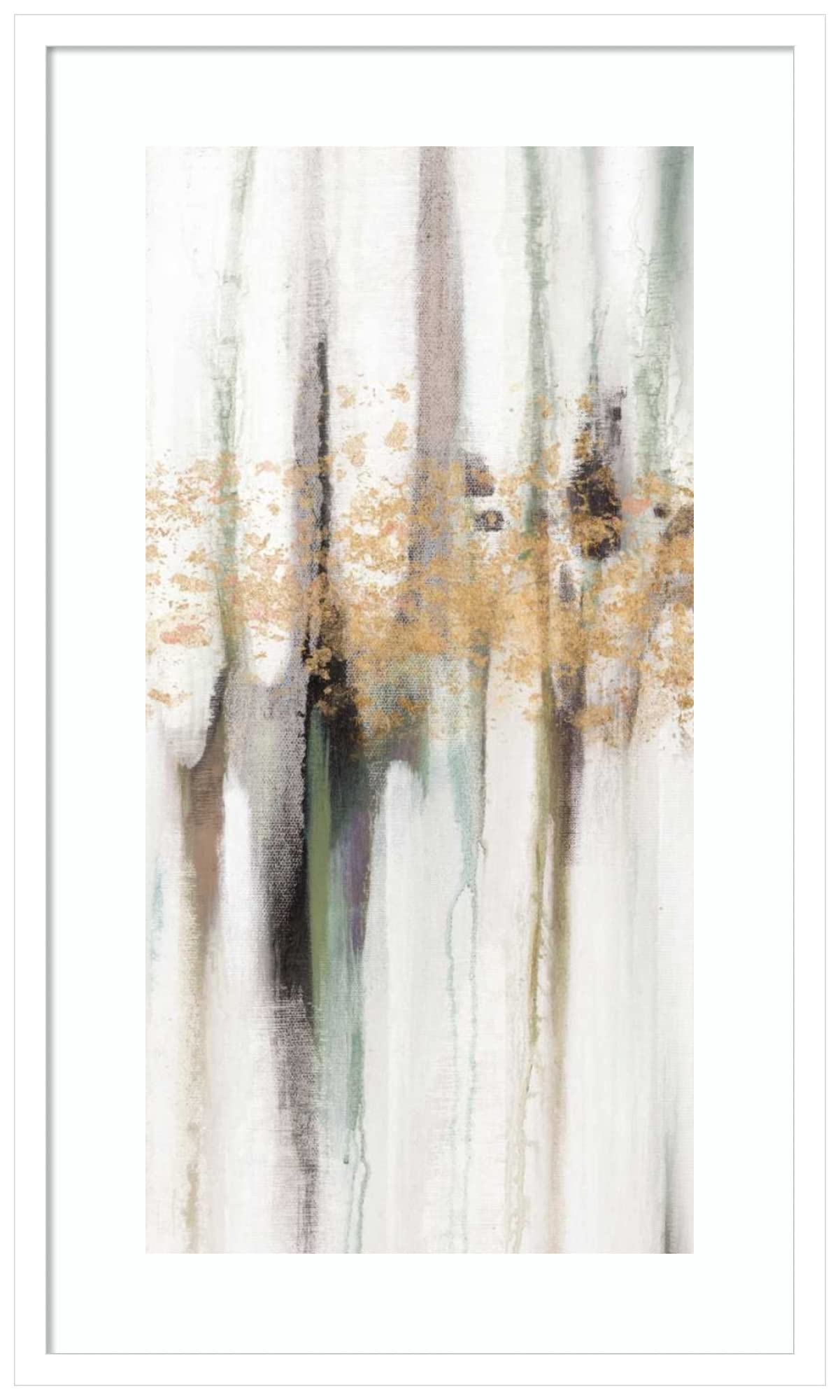 Amanti Art Framed Wall Art Print - 33x20 Falling Gold Leaf Abstract Painting by Studio W | Modern Contemporary Decor for Living Room, Bedroom, Office | Large Framed Poster for Home & Office Decor