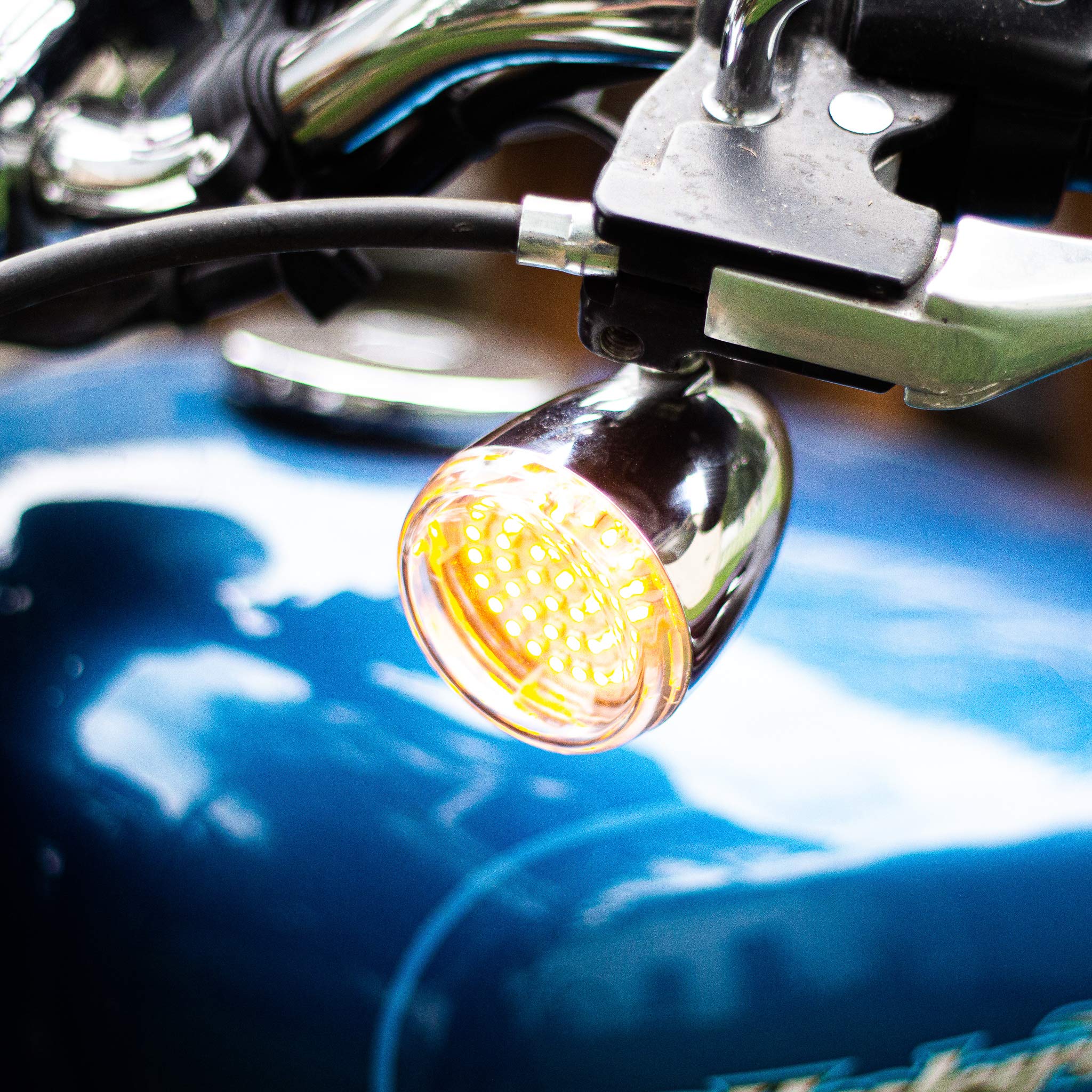 Eagle Lights Generation II Midnight Edition 2 Inch LED Turn Signals with White Running Lights - Front & Rear 1157 Bulbs for Harley Davidson Motorcycles - Enhanced Visibility for Night Riding and Safety