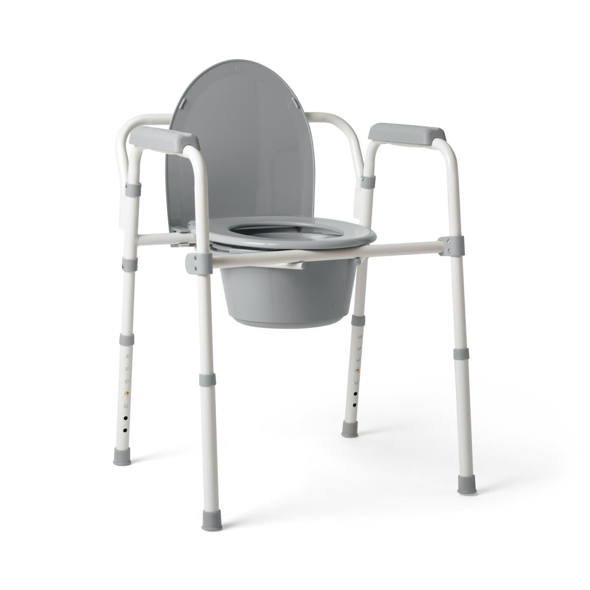 3-in-1 Folding Steel Commode Chair - Portable Toilet Seat with Adjustable Height for Elderly & Disabled - Home Care, Hospital & Travel Use
