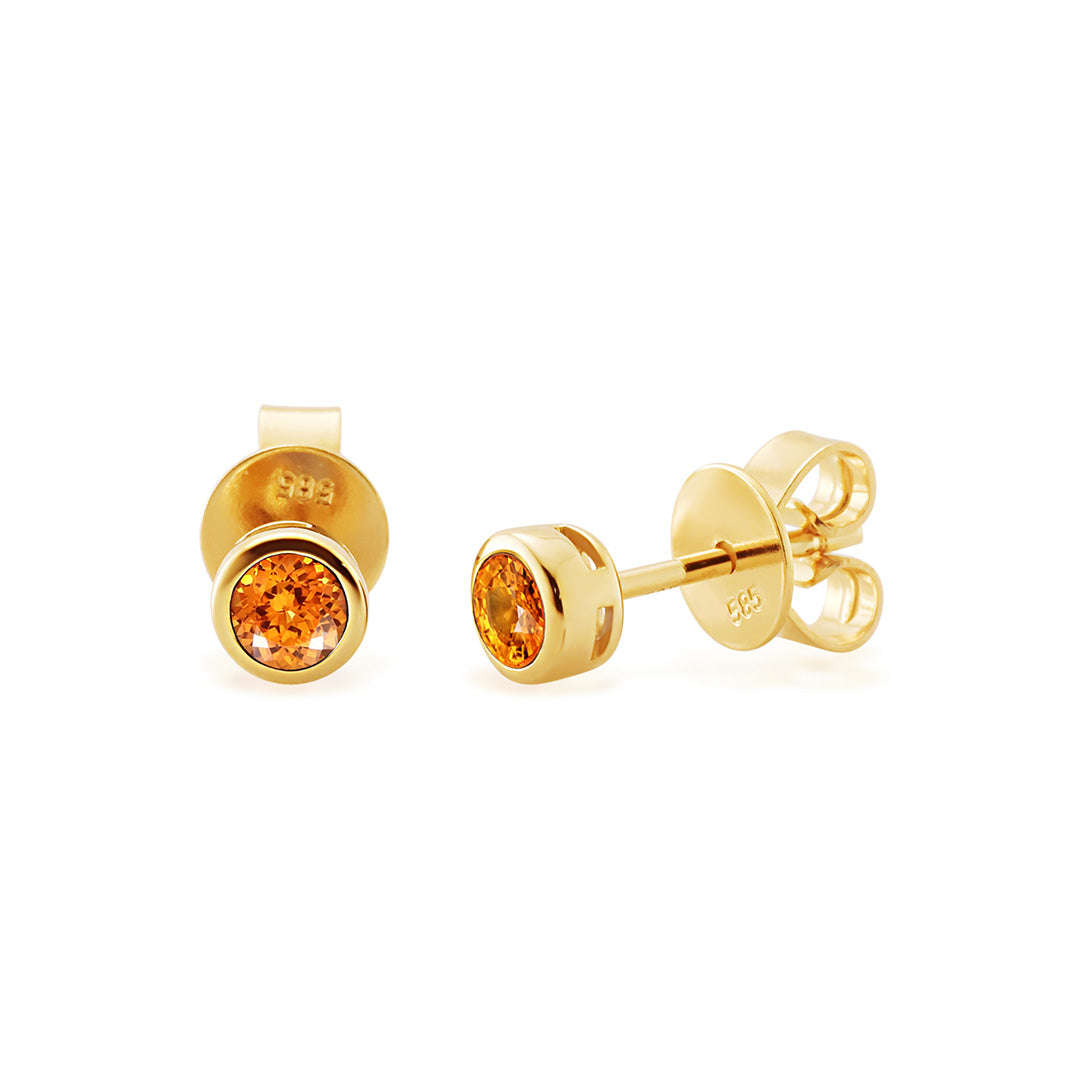Orange Sapphire Mini Dot Earrings – Dainty & Elegant Jewelry for Women | Perfect for Everyday Wear, Parties & Gifts