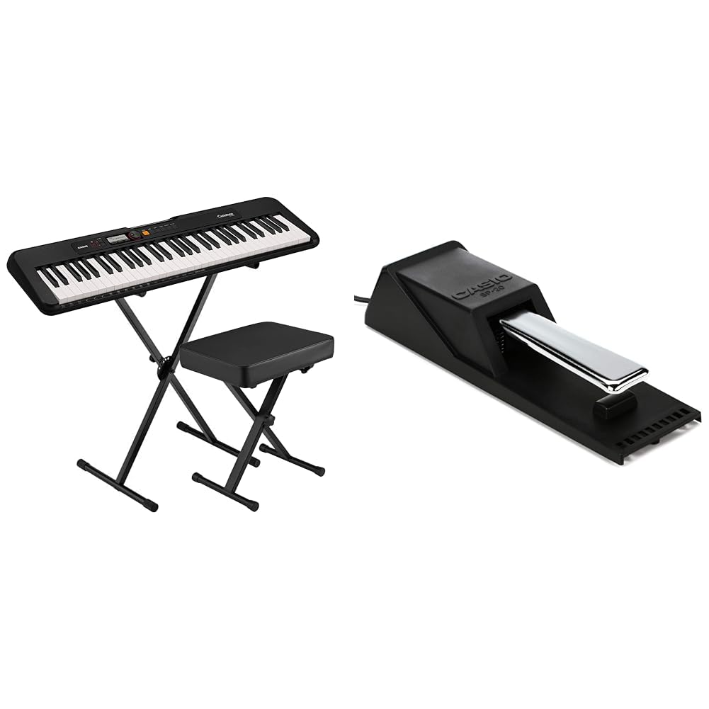Casio CT-S200 61-Key Premium Portable Keyboard Kit with Stand, Bench & Power Supply - Black | SP20 Sustain Pedal | Ideal for Beginners, Home Practice & Live Performances