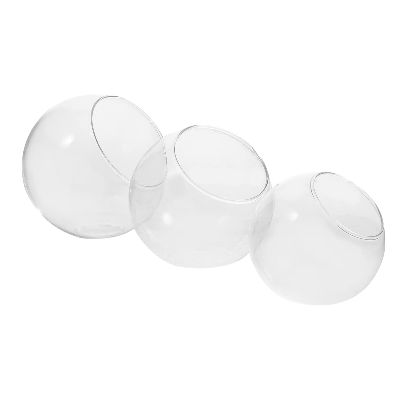 Yardwe 3-Piece Glass Globe Terrarium Set - Transparent Wide Mouth Flower Pots for Succulents, Air Plants & Moss - Perfect for Home, Office & Garden Decor | DIY Micro Landscape & Indoor Plant Displays