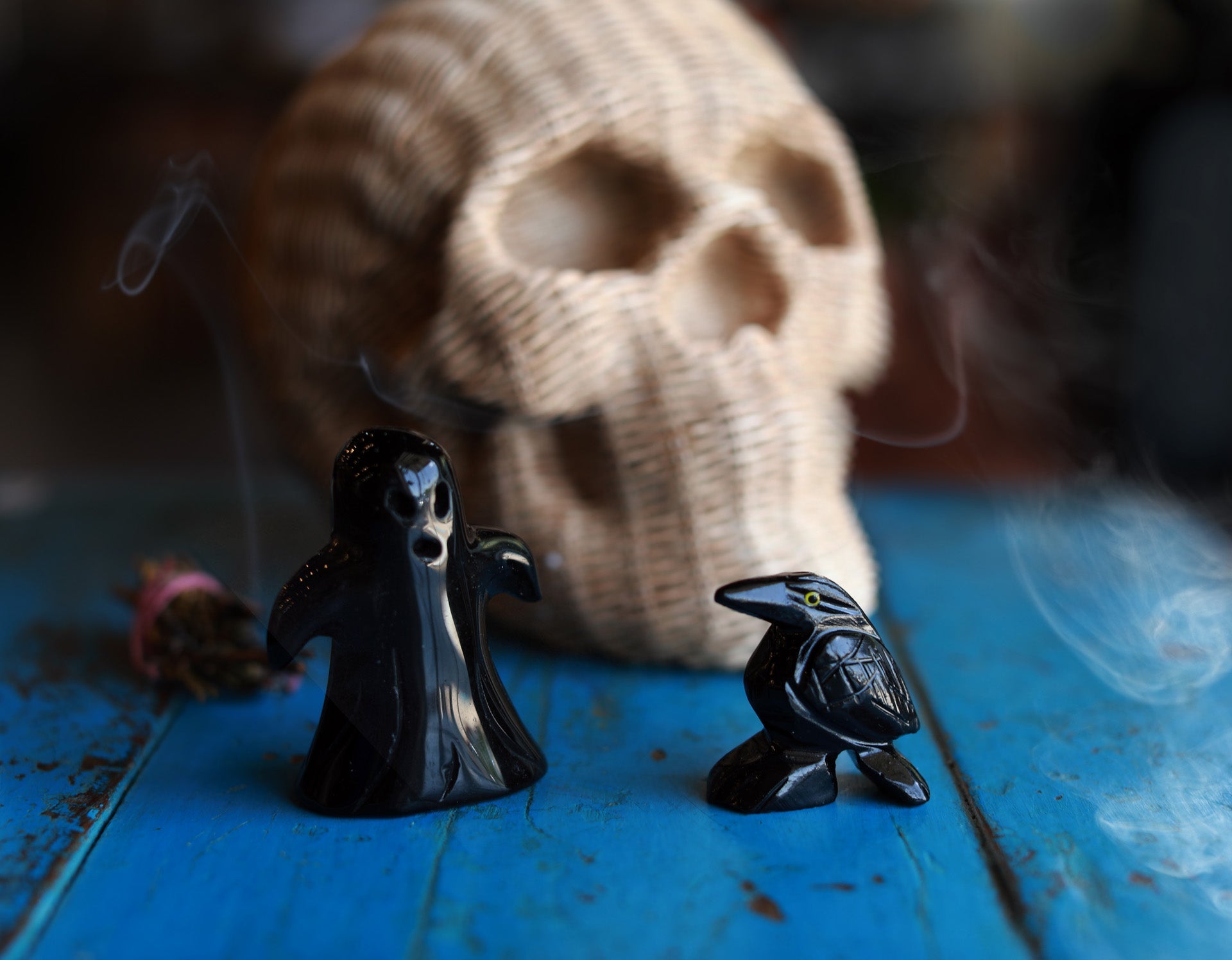 Black Obsidian Happy Ghost Pendant - Natural Stone Jewelry for Protection & Good Luck | Perfect for Meditation, Healing & Spiritual Gifts