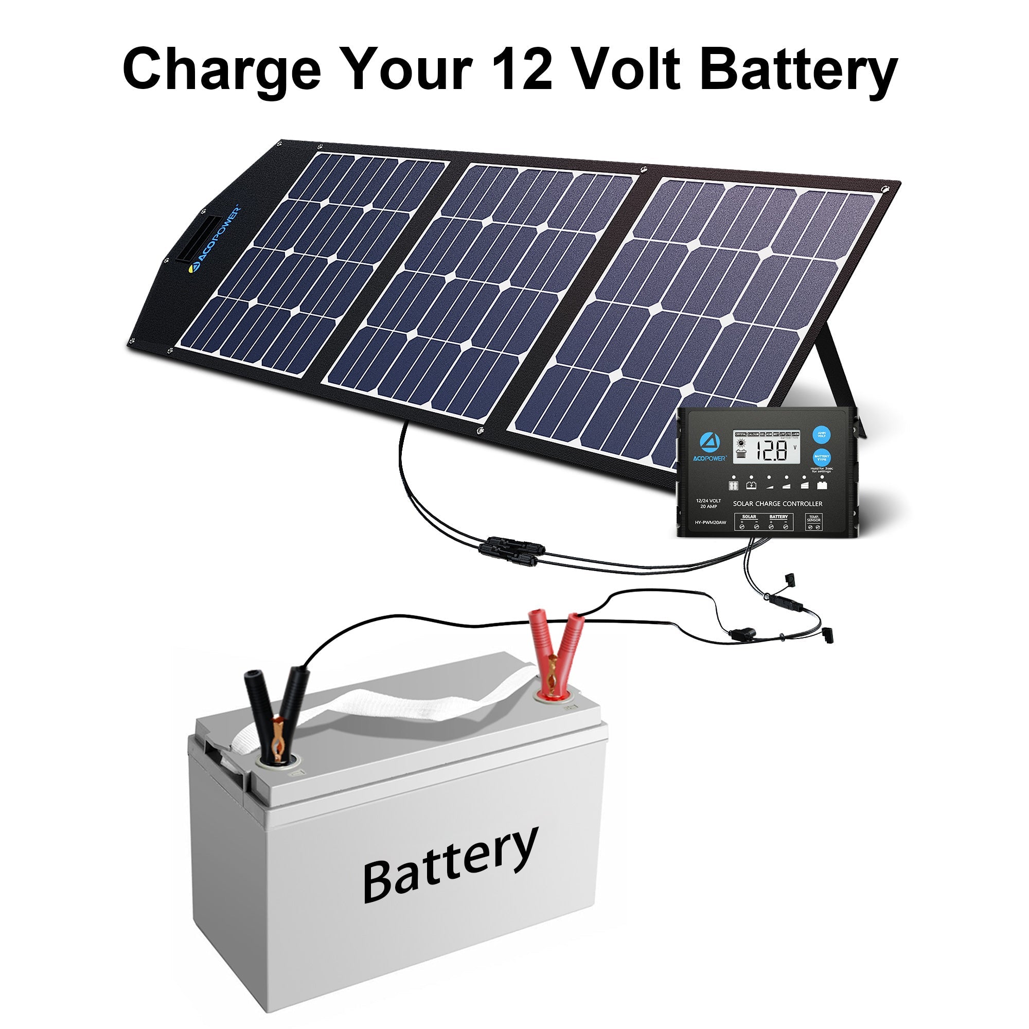 Acopower 120W Foldable Solar Panel Kit - Lightweight Portable Suitcase for Camping, RV, and Off-Grid Power