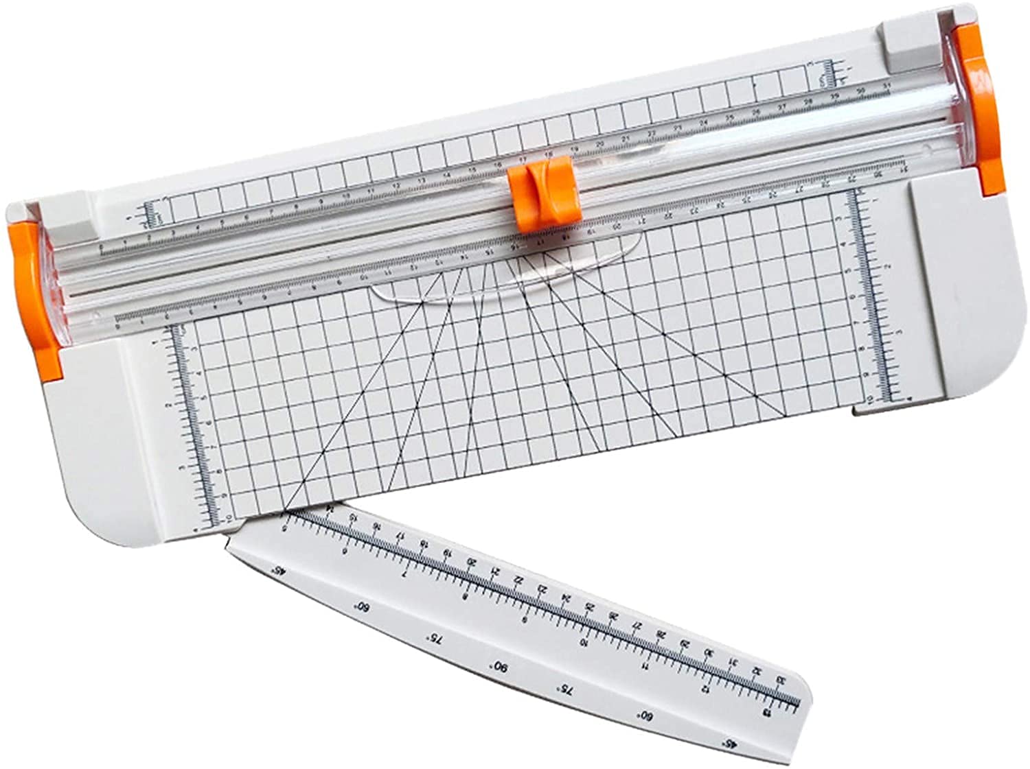 Premium Titanium Paper Guillotine Trimmer - Heavy Duty A4 Paper Cutter with Automatic Safety Guard & Side Ruler - Perfect for Scrapbooking, Card Making, Photo Trimming, Office Documents & Craft Projects (White)