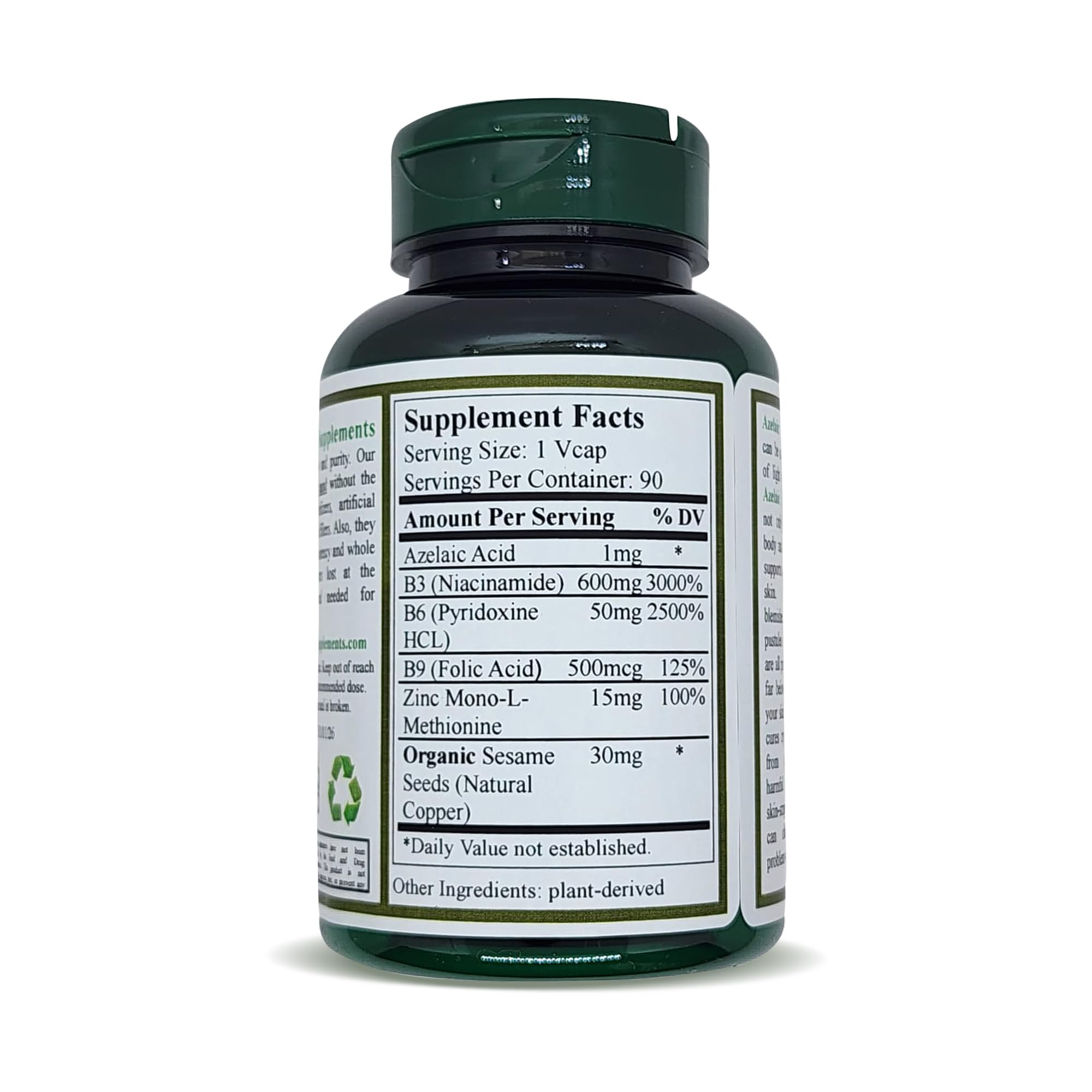 Azelaic Acid 90 VCaps for Acne Treatment - High Absorption, Non-GMO, Gluten-Free Supplement | Clear Skin Solution for Teens & Adults