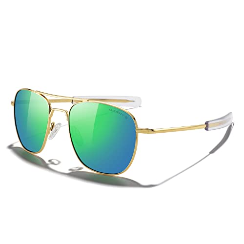 23k Gold Frame/Green Mirror Polarized Lens