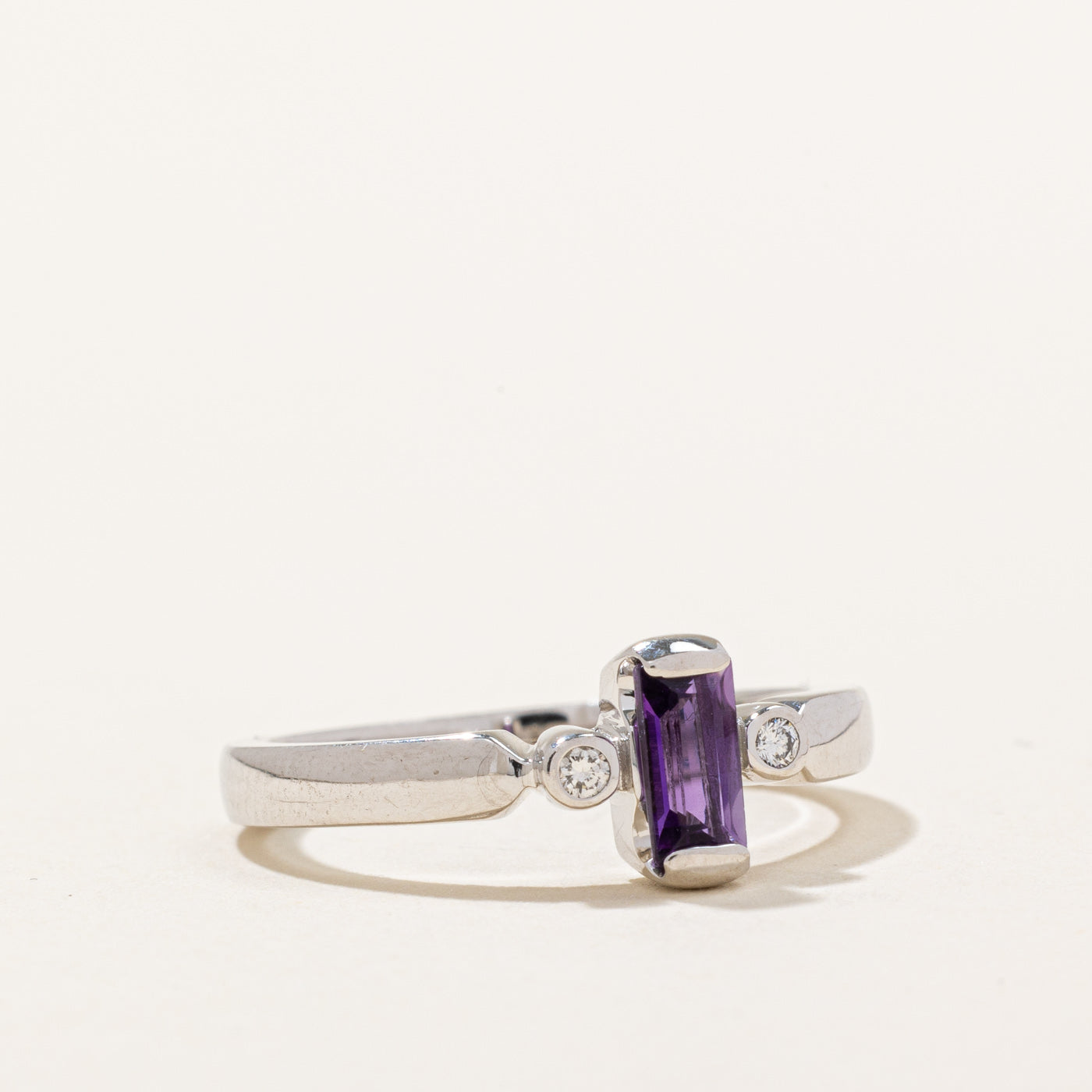 Amethyst and Diamond Ring - 0.25ct Amethyst with 0.04ctw Diamond Accents - Size 6.25 - Elegant Purple Gemstone Jewelry for Women - Perfect for Engagement, Anniversary or Special Occasion Gifts