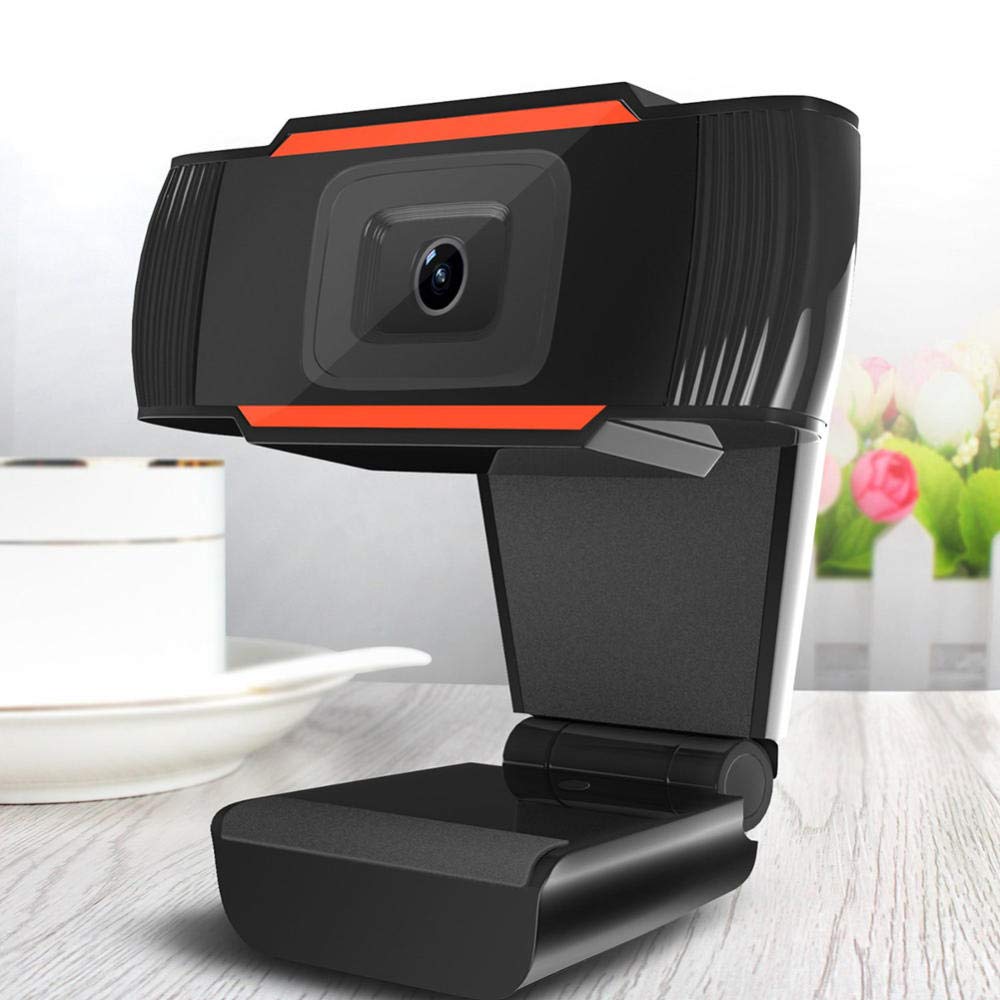 HD Webcam with Microphone - USB 2.0 Computer Camera for Video Recording & Conferencing | Plug & Play for Windows | Orange | Perfect for Online Classes, Remote Work & Streaming