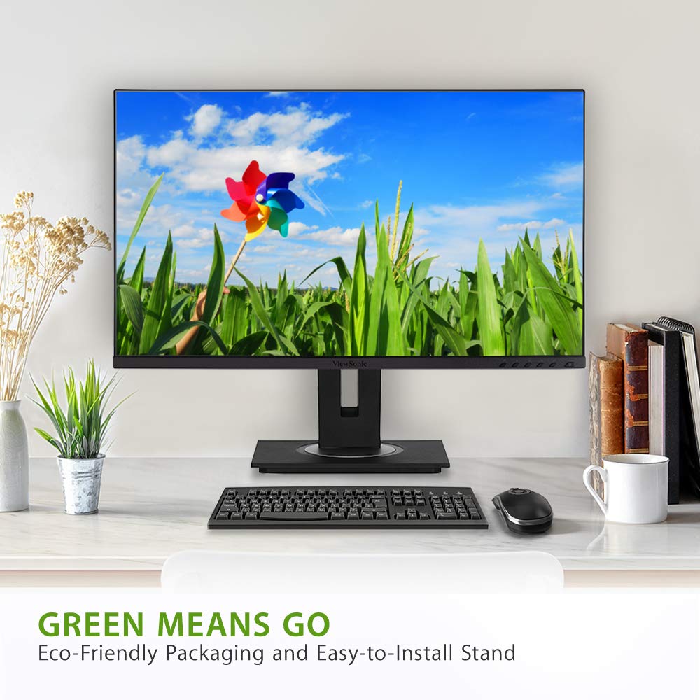 ViewSonic VG2756-2K 27 Inch QHD IPS LED Monitor with HDMI, DisplayPort, USB, RJ45 Ethernet & Built-in Speakers - Ergonomic Tiltable Stand for Home Office, Gaming & Professional Workstations