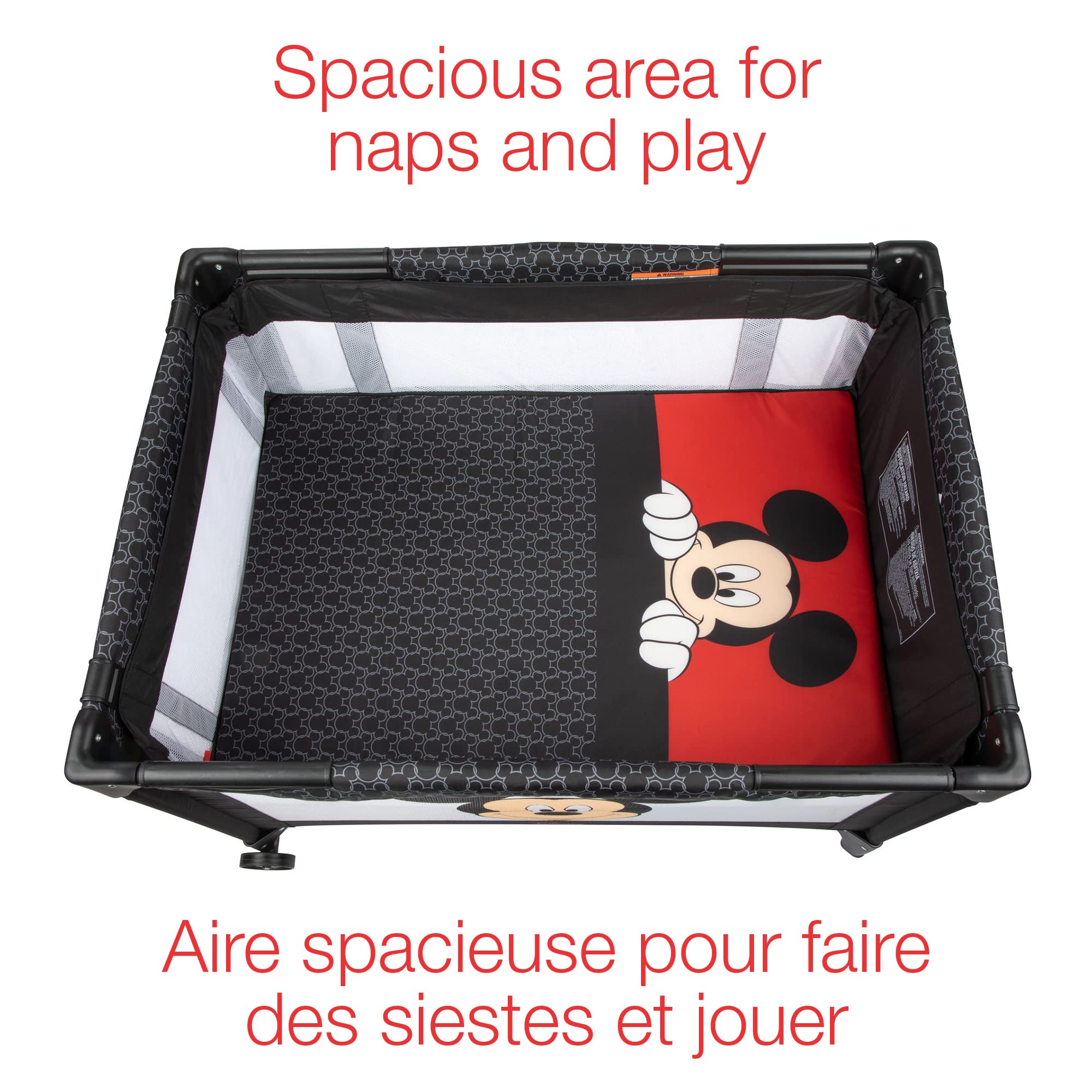 Disney Baby Peeking Mickey Playard - Portable Playpen for Infants & Toddlers, Safe Indoor/Outdoor Play Space for Home, Travel & Daycare