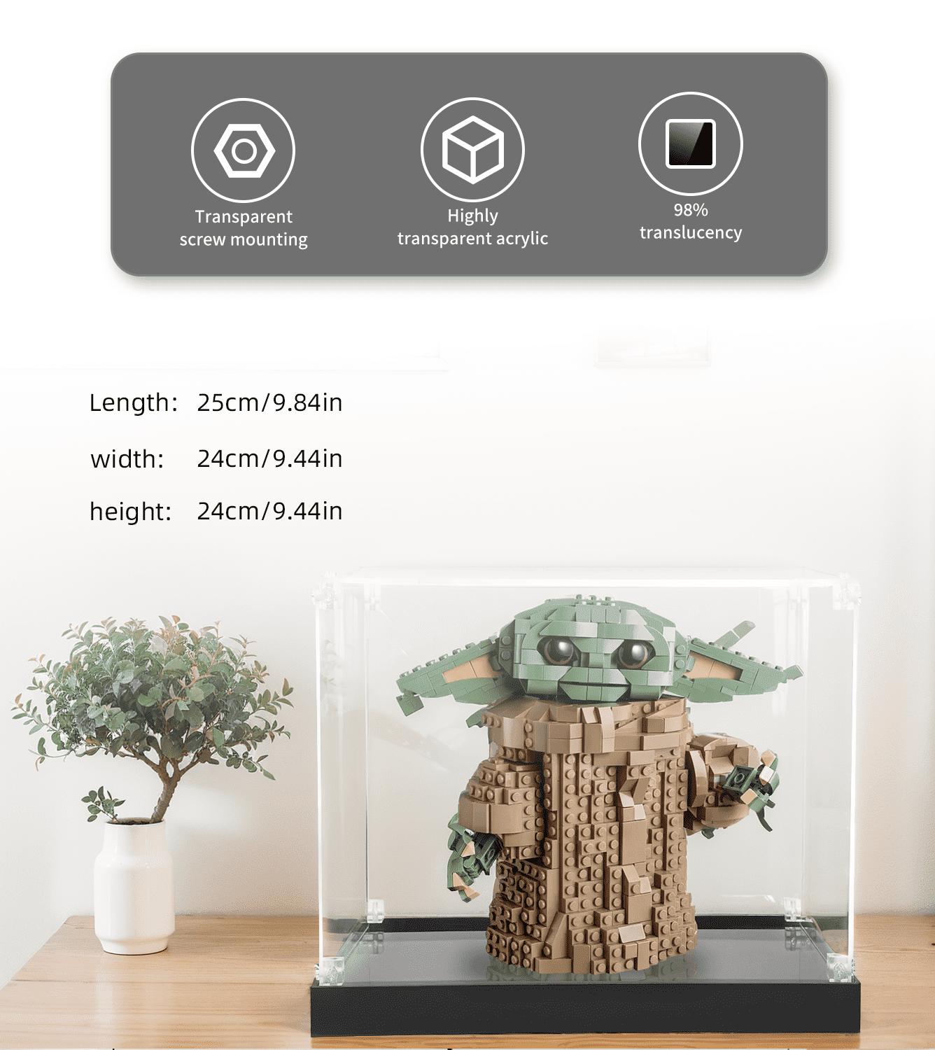 LEGO Star Wars The Mandalorian The Child 75318 Display Case - Protective Showcase for Collectible LEGO Sets - Perfect for Home Decor, Office Display & Gift for Star Wars Fans
