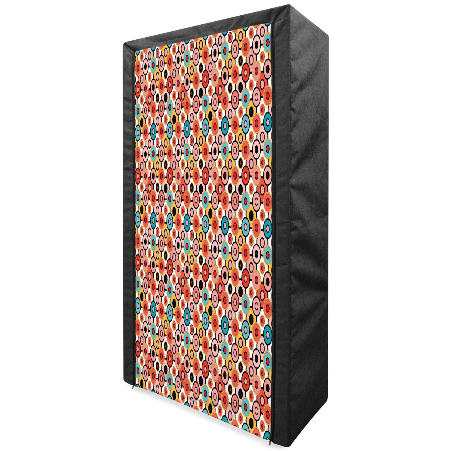 Vintage Psychedelic Fabric Wardrobe - Portable Clothing Organizer with Shelves, 33.5