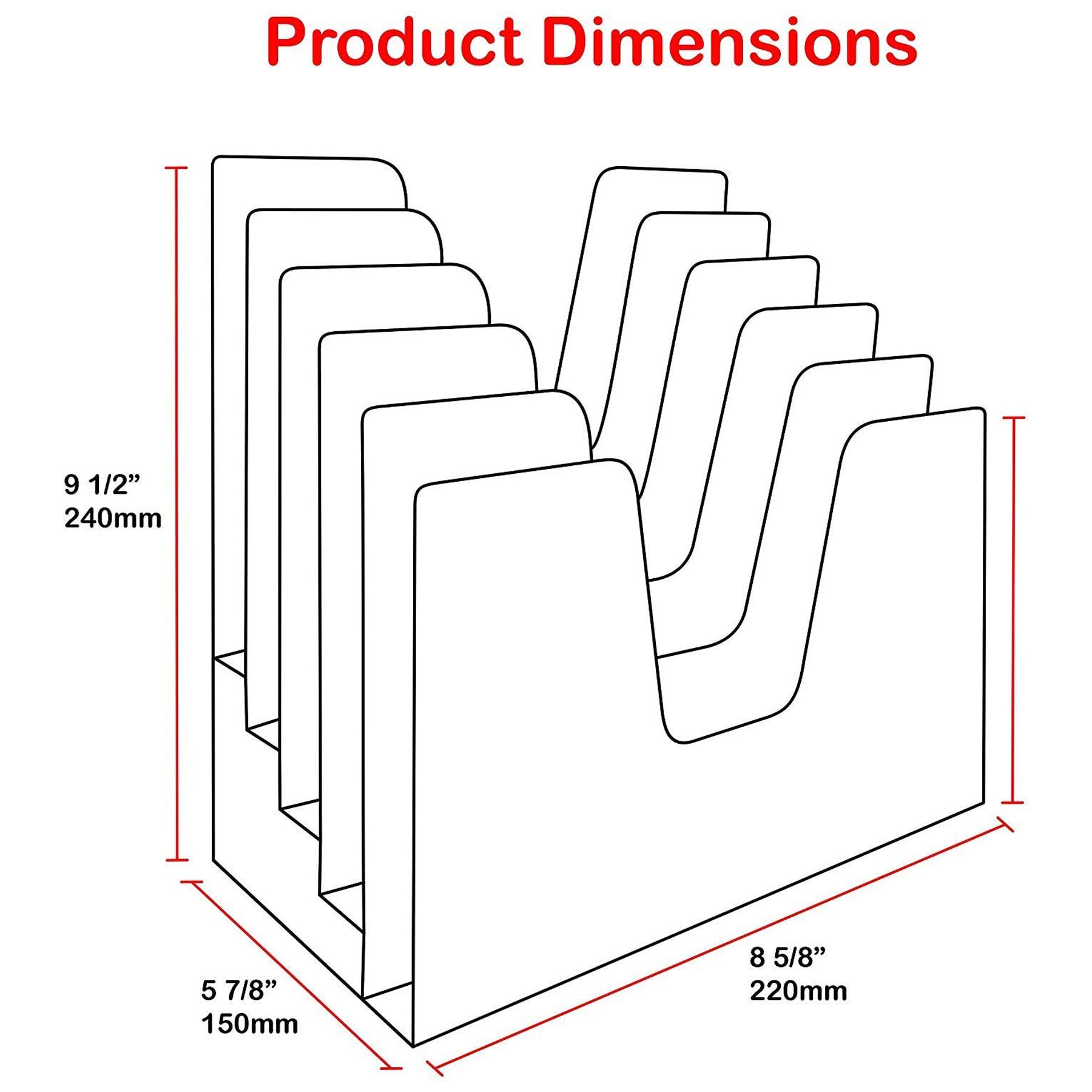 Acrimet 5-Section Incline File Sorter Organizer - Plastic Desktop Mail & Letter Holder for Office Organization - Solid Purple - Perfect for Desk, Mailroom, and Home Office Use