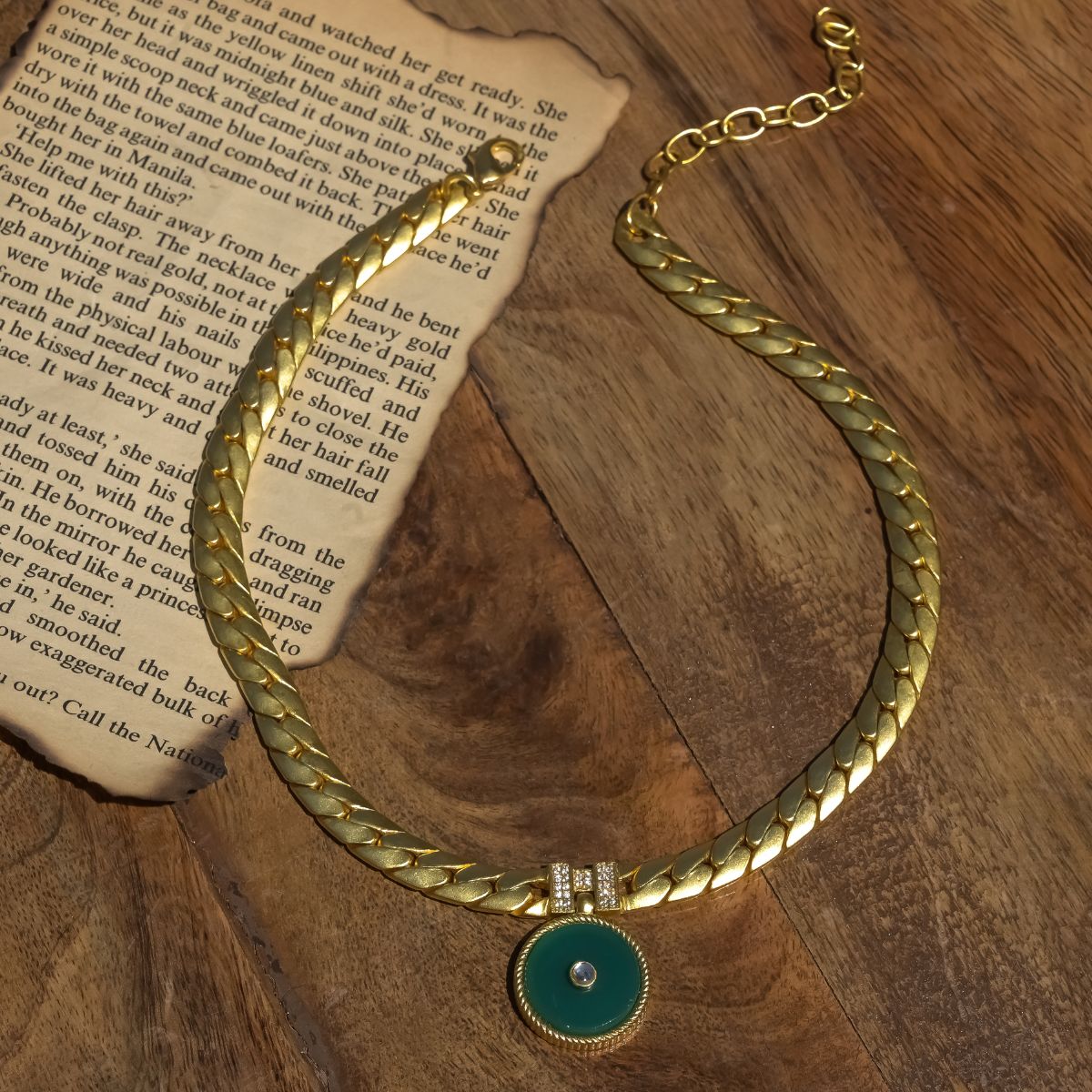 Modern Begum Green Onyx Link Necklace – Elegant Statement Jewelry for Women | Perfect for Weddings, Parties & Special Occasions