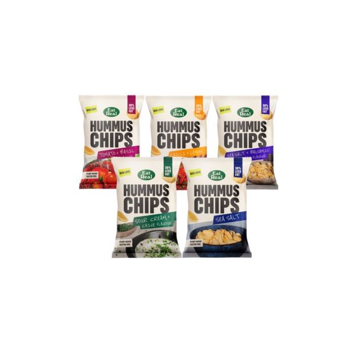 Eat Real Hummus Snacks 110g (10-Pack) – Healthy Vegan Chickpea Dip for Parties, Picnics & On-the-Go Snacking