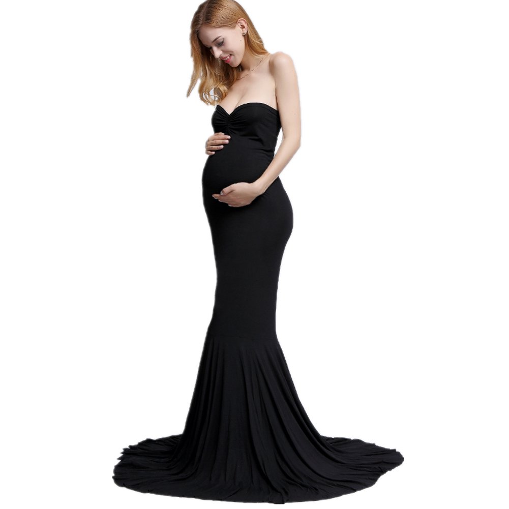 Elegant Women's Fitted Maternity Tube Top Dress for Pregnancy Photoshoot - Perfect for Baby Shower, Maternity Shoot & Special Occasions