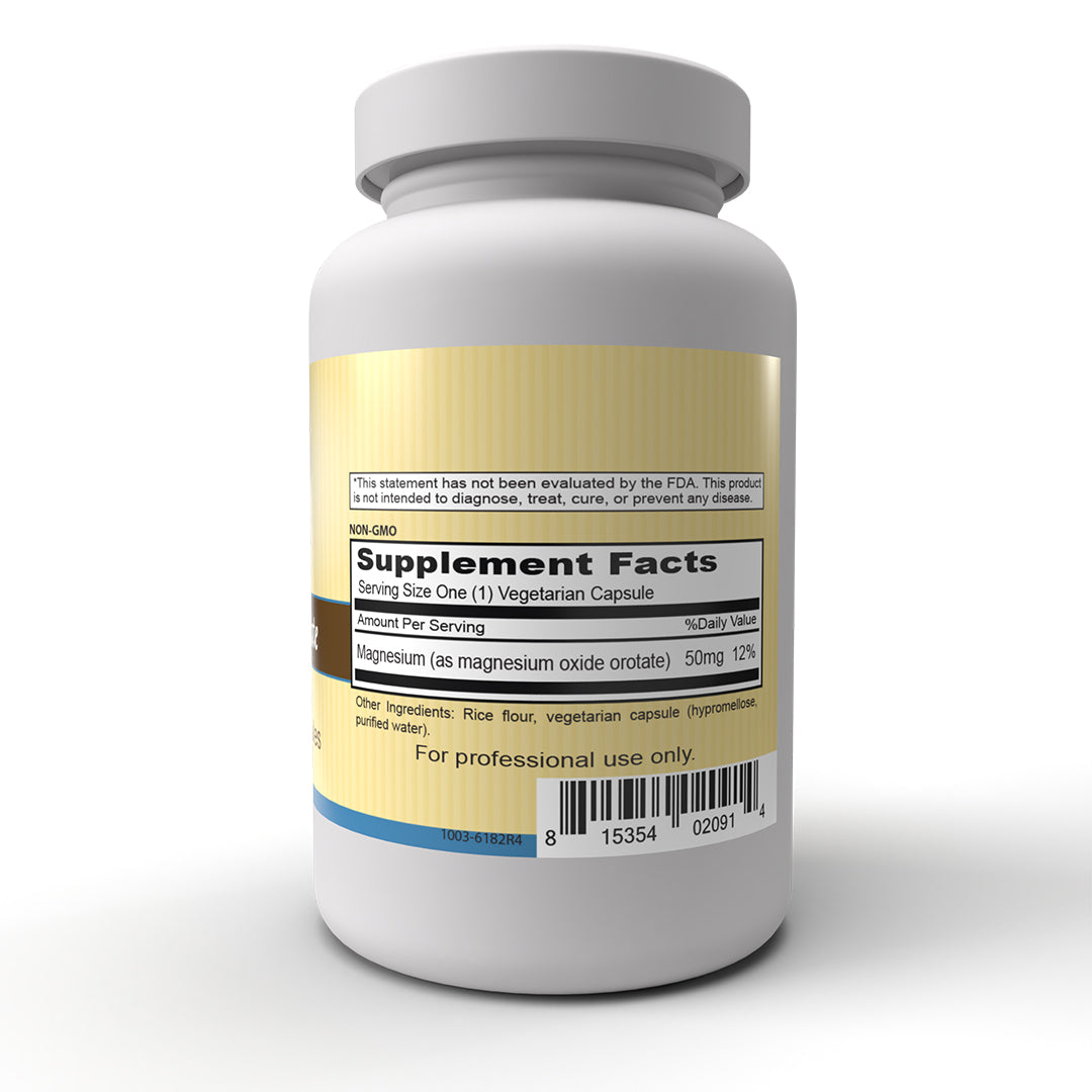 Magnesium Orotate Supplement - 100 Vegetarian Capsules for Muscle Recovery, Heart Health & Stress Relief | Supports Energy & Sleep