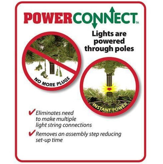 7.5' Pre-Lit Snowy Wellington Fir PowerConnect™ Artificial Christmas Tree with 600 LED Lights - Perfect for Home, Office, and Holiday Decorations