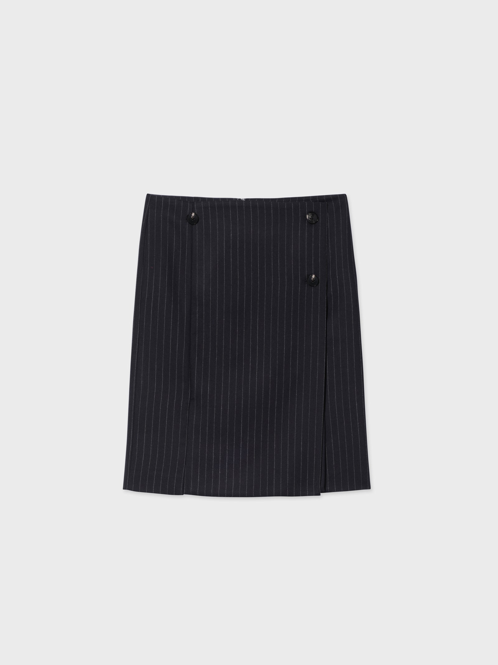 Premium Virgin Wool Wrap Skirt - Navy Blue Striped Design for Women | Comfortable & Stylish Skirt for Office, Travel & Casual Wear