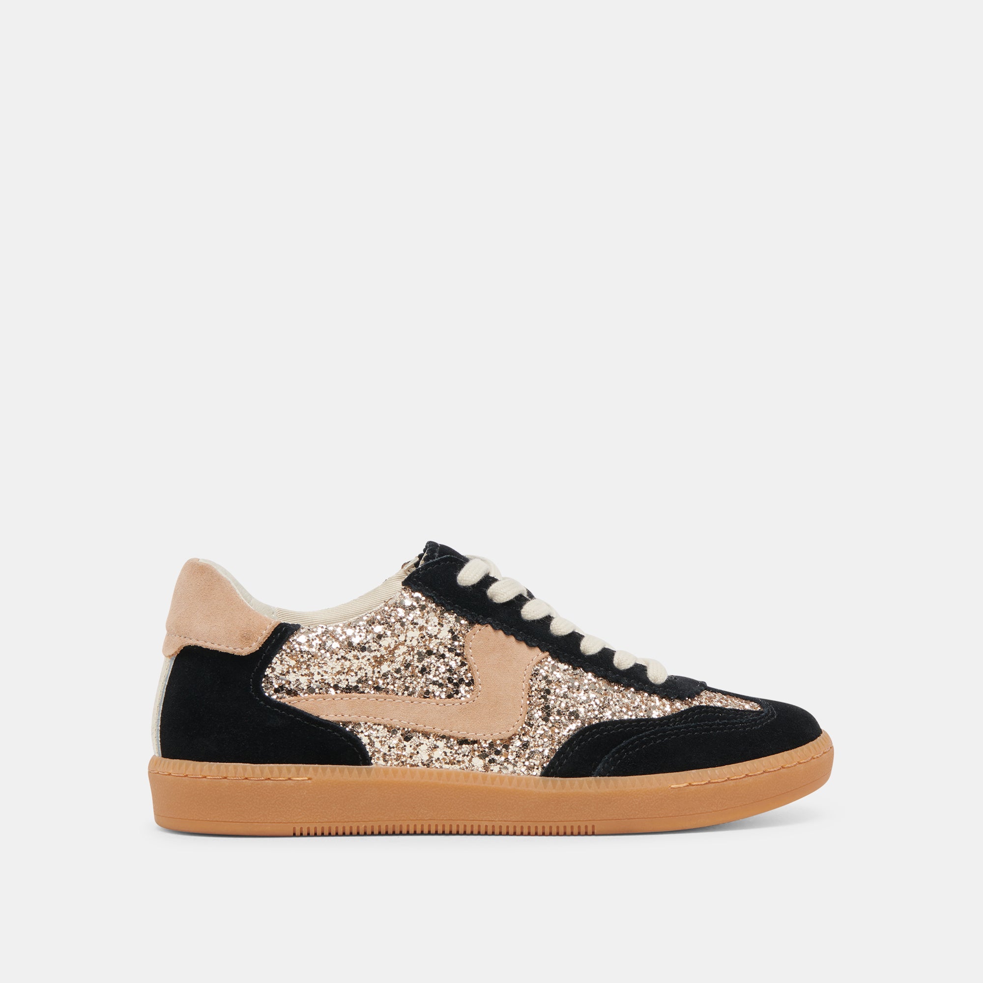 Black Gold Glitter Notice Sneakers - Fashionable Women's Casual Shoes for Running, Walking & Gym Workouts