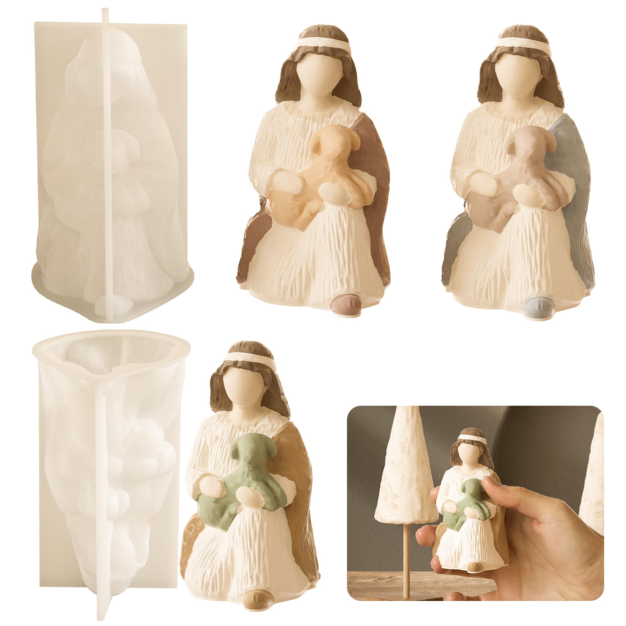 Nativity Scene Silicone Molds Set - Jesus, Mary, Angel & Stable Figures for Resin Casting, Candle Making - DIY Christmas Home Decor & Holiday Crafts - Perfect for Holiday Gifts, Table Centerpieces & Festive Decorations