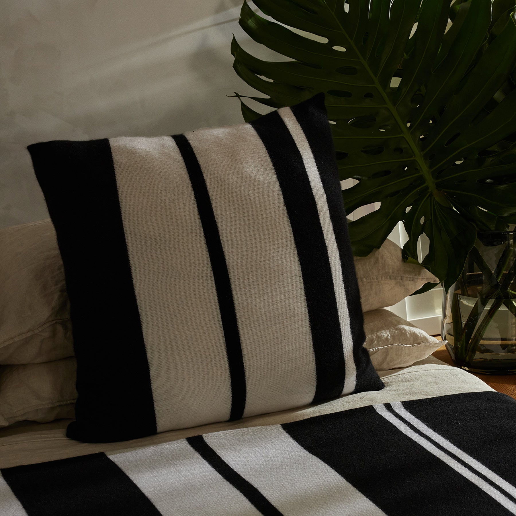 Luxury Cashmere Stripe Sham Pillowcase - Soft Black & White Striped Bedding for Cozy Home Decor | Perfect for Master Bedroom, Guest Room & Airbnb Styling
