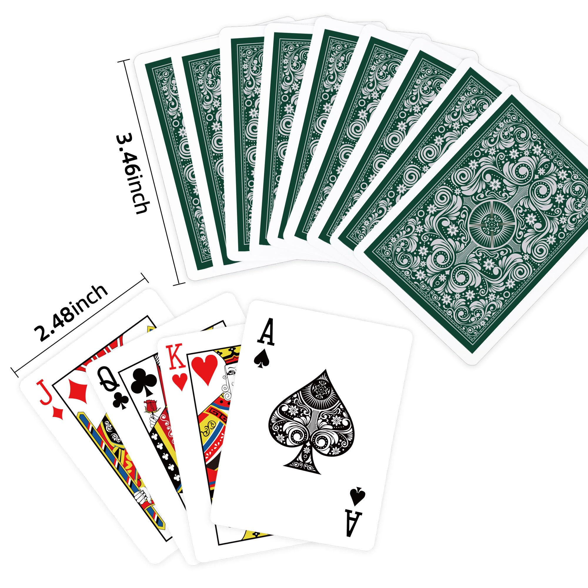 Premium 2-Pack Playing Cards Set - Professional Poker Cards for Adults, Game Night & Parties - Standard Deck of Cards for Blackjack, Poker & Casino Games - Durable Green & Orange Fun Cards (Great for Family Gatherings, Travel & Magic Tricks)