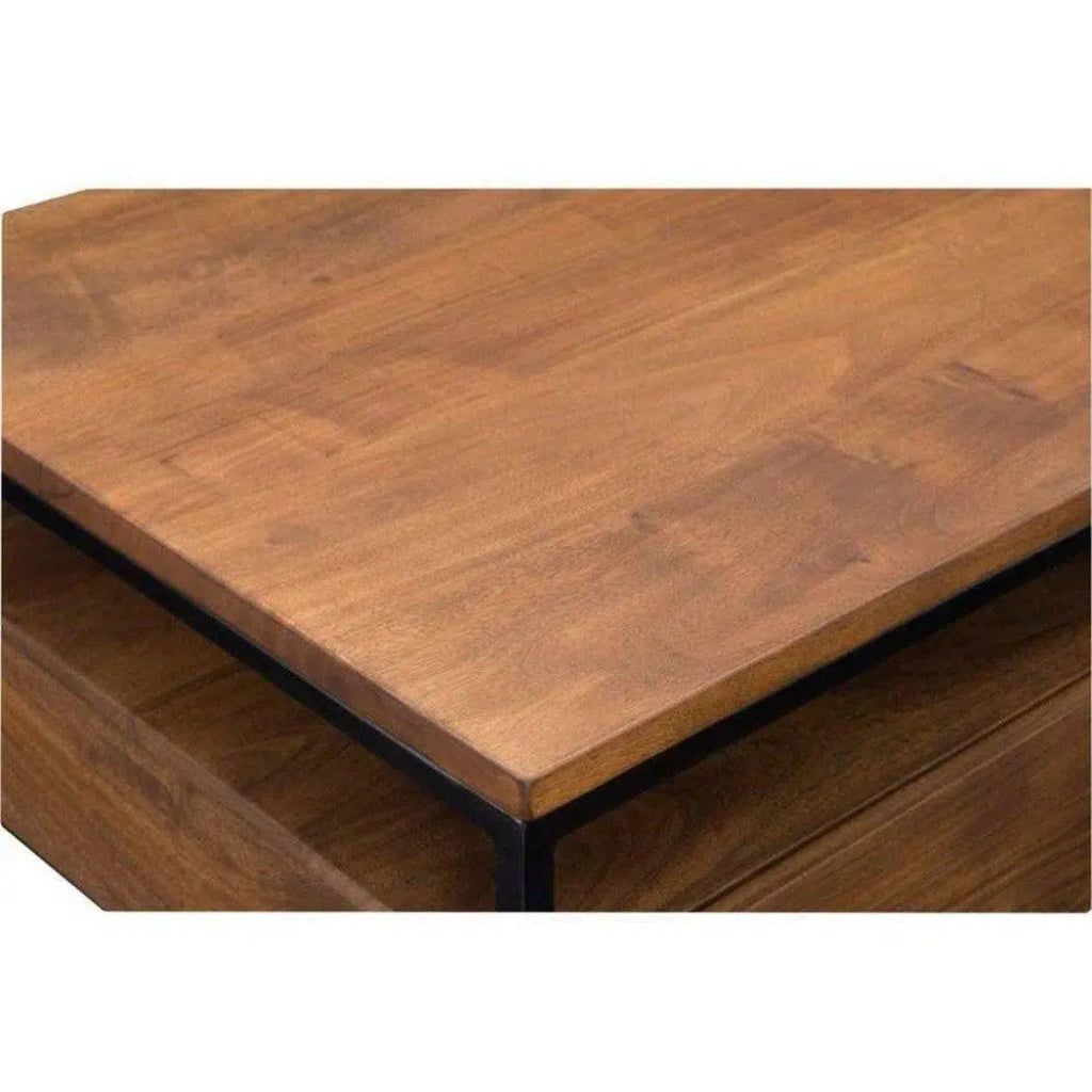 52 Inch Brown Industrial Coffee Table - Rustic Wood & Metal Design for Living Room, Office, or Lounge Decor