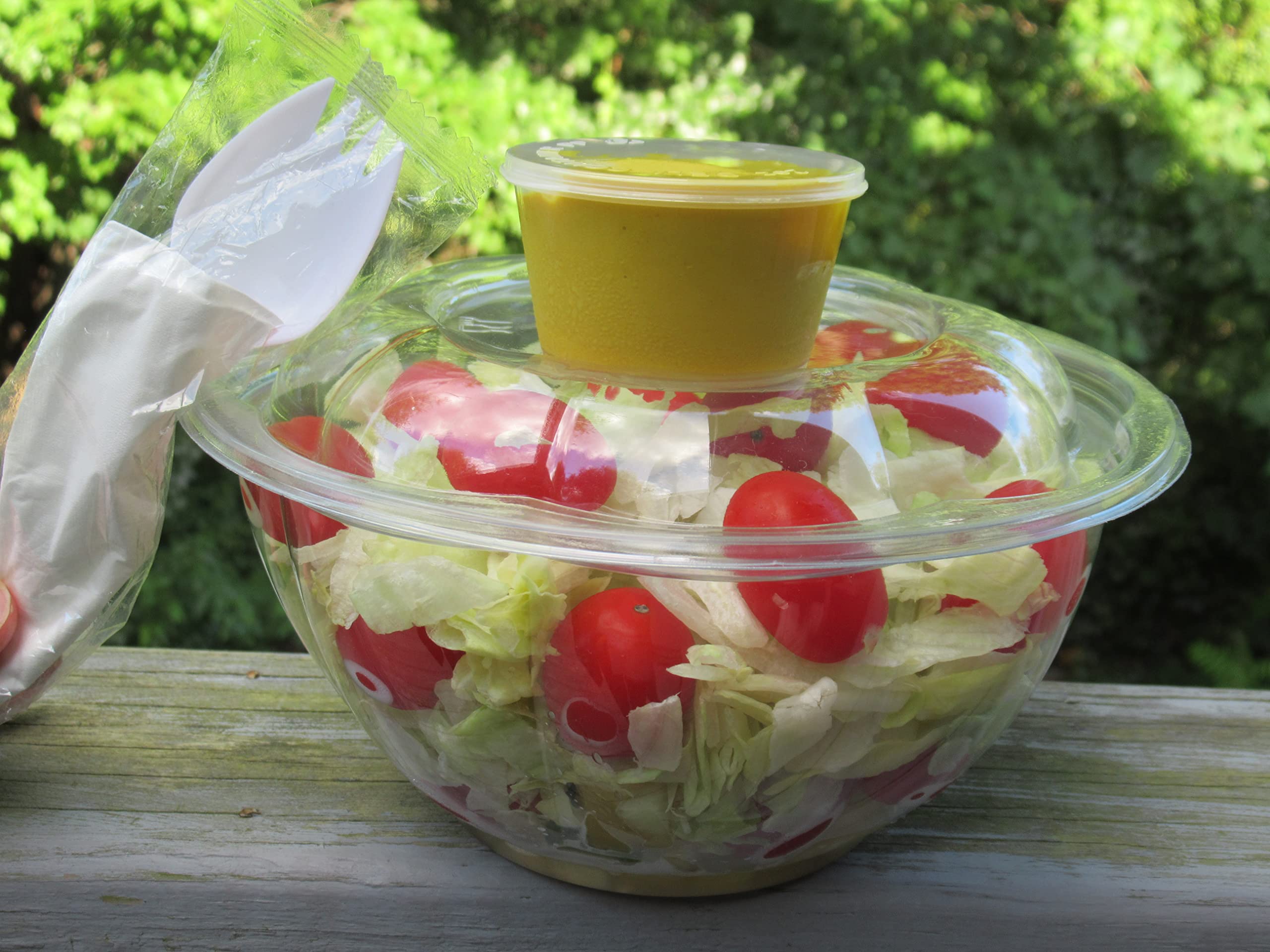 32 oz. Plastic Salad Bowls with Airtight Lids - 25 Sets Includes 2 oz. Sauce Cups & Cutlery Kit | Perfect for Meal Prep, Takeout, Picnics & Office Lunches