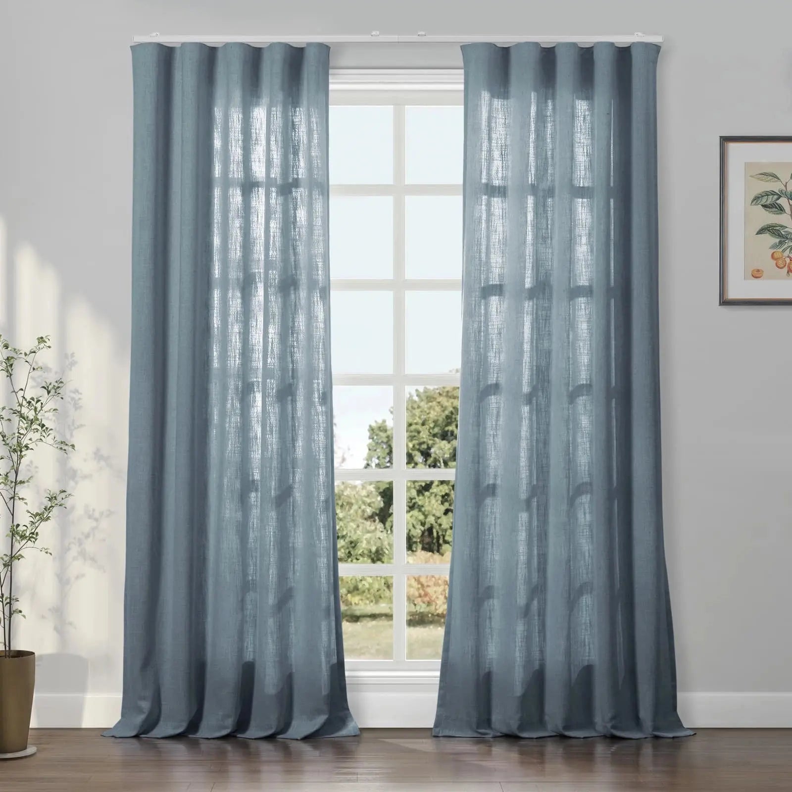 Liz Linen Ripple Fold Drapery Curtains - Elegant Window Treatments for Living Room & Bedroom Decor